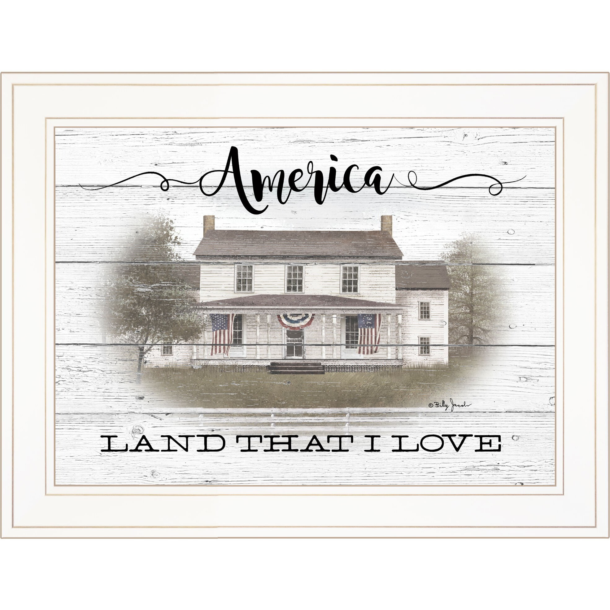 America Land That I Love White Framed Print Wall Art