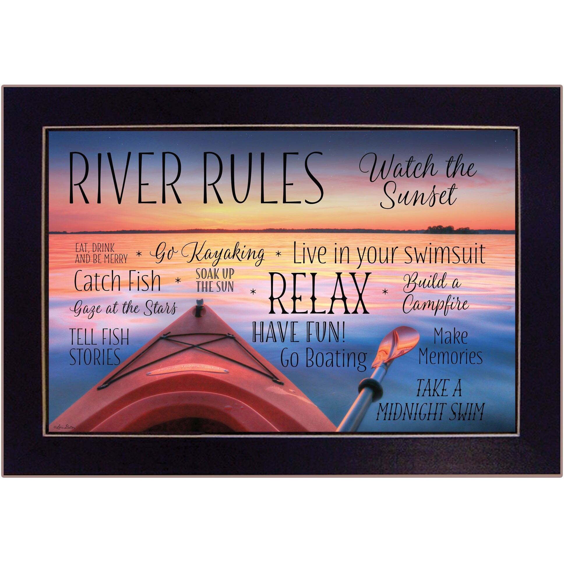 River Rules 1 Black Framed Print Wall Art