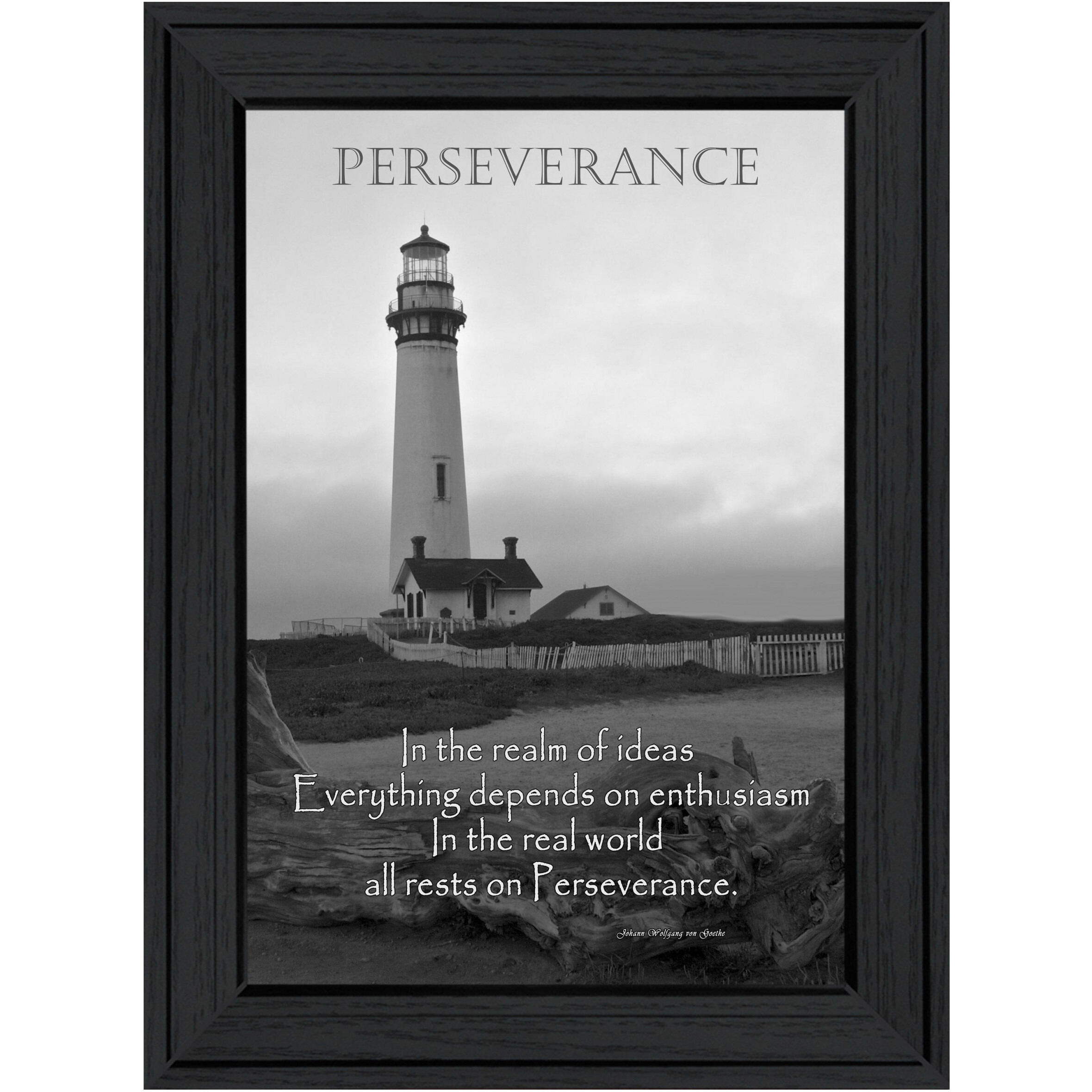 Perseverance Grayscale 1 Black Framed Print Wall Art