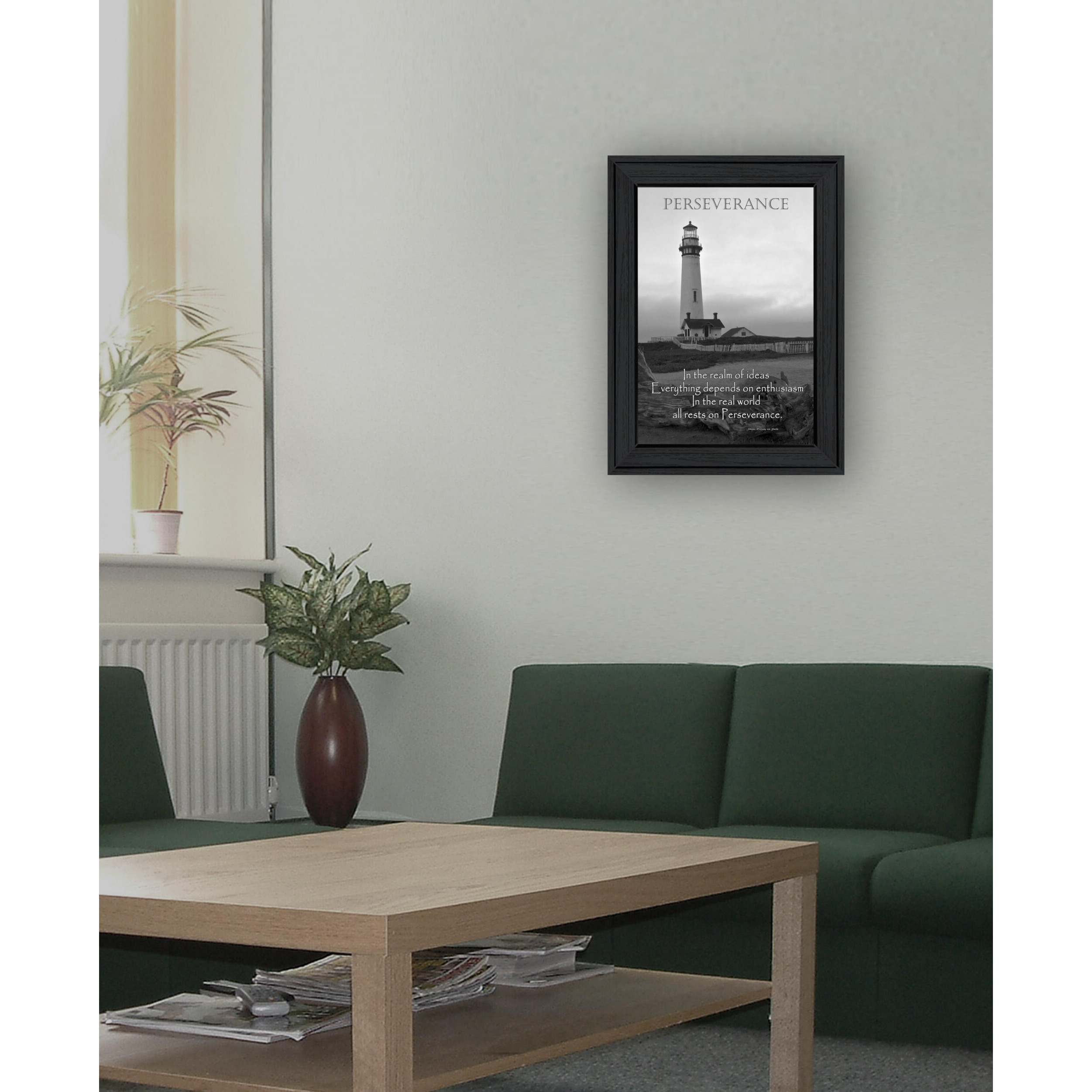 Perseverance Grayscale 1 Black Framed Print Wall Art