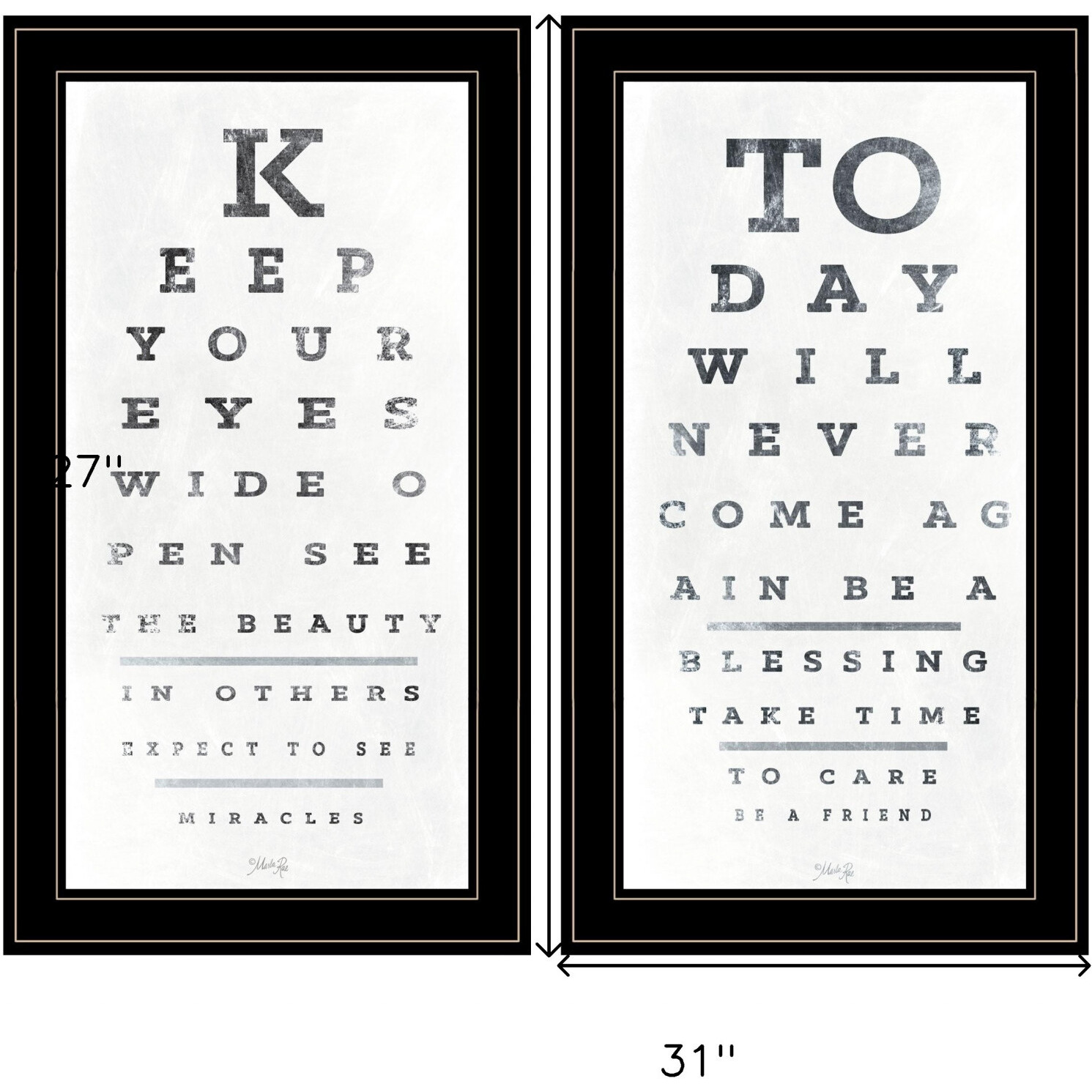 Set Of Two Eye Charts 1 Black Framed Print Wall Art