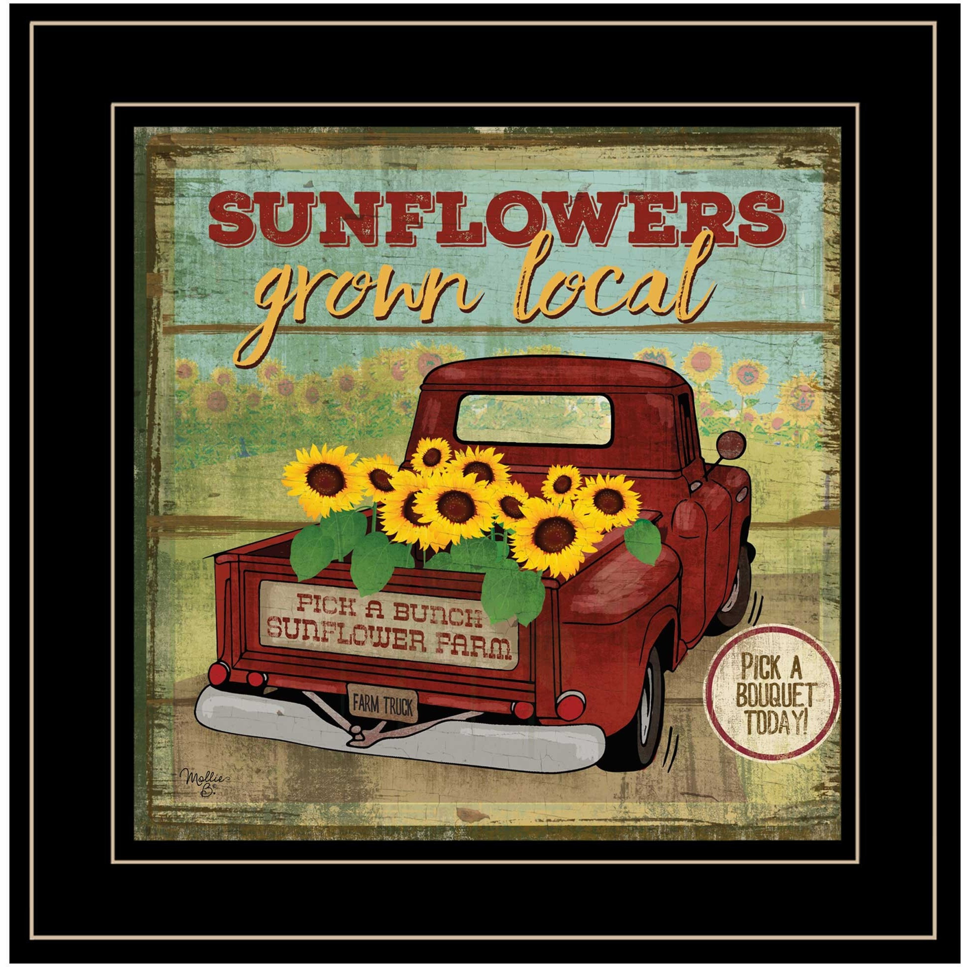 Sunflowers From The Farm 4 Black Framed Print Wall Art