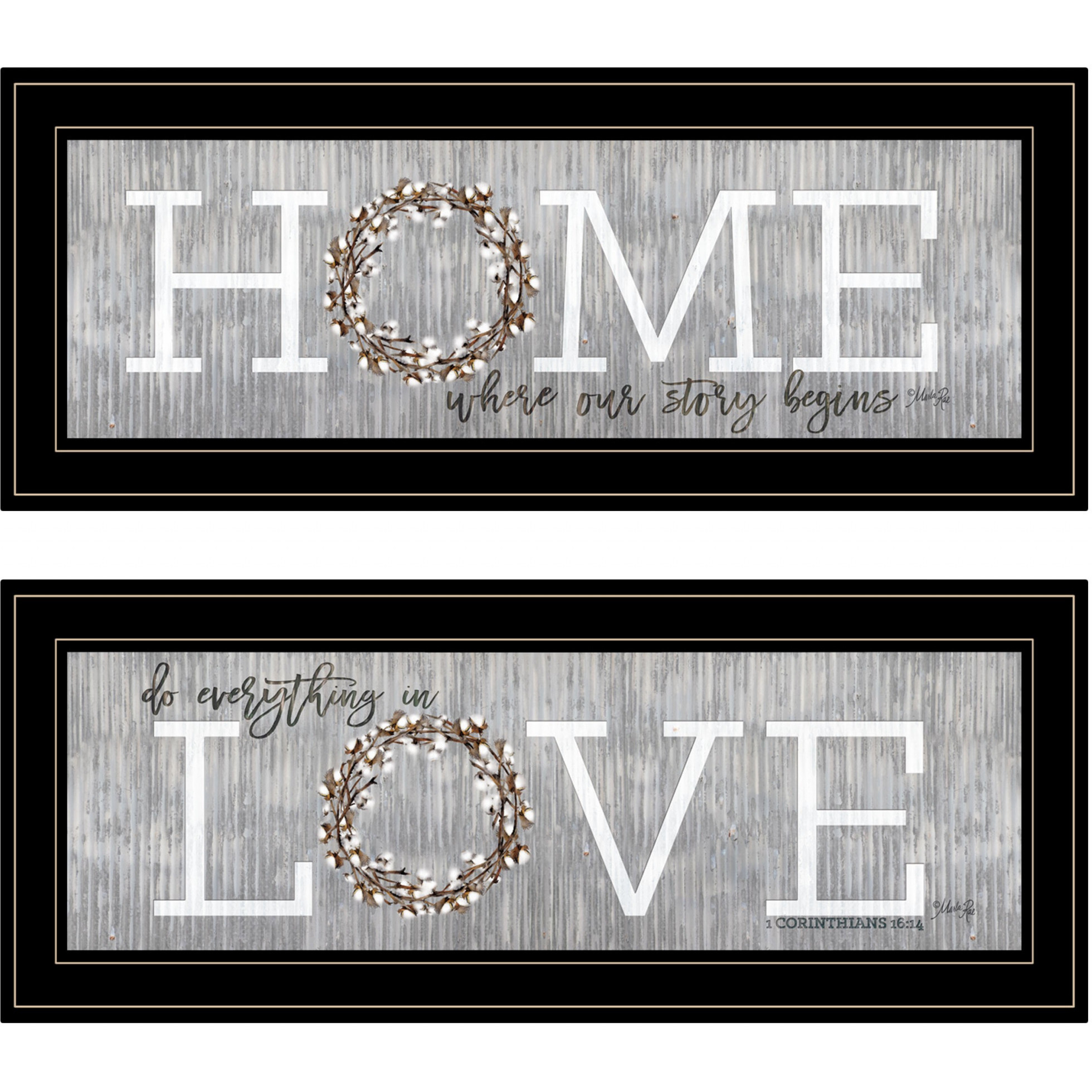 Set Of Two Where Our Story Begins 2 Black Framed Print Wall Art