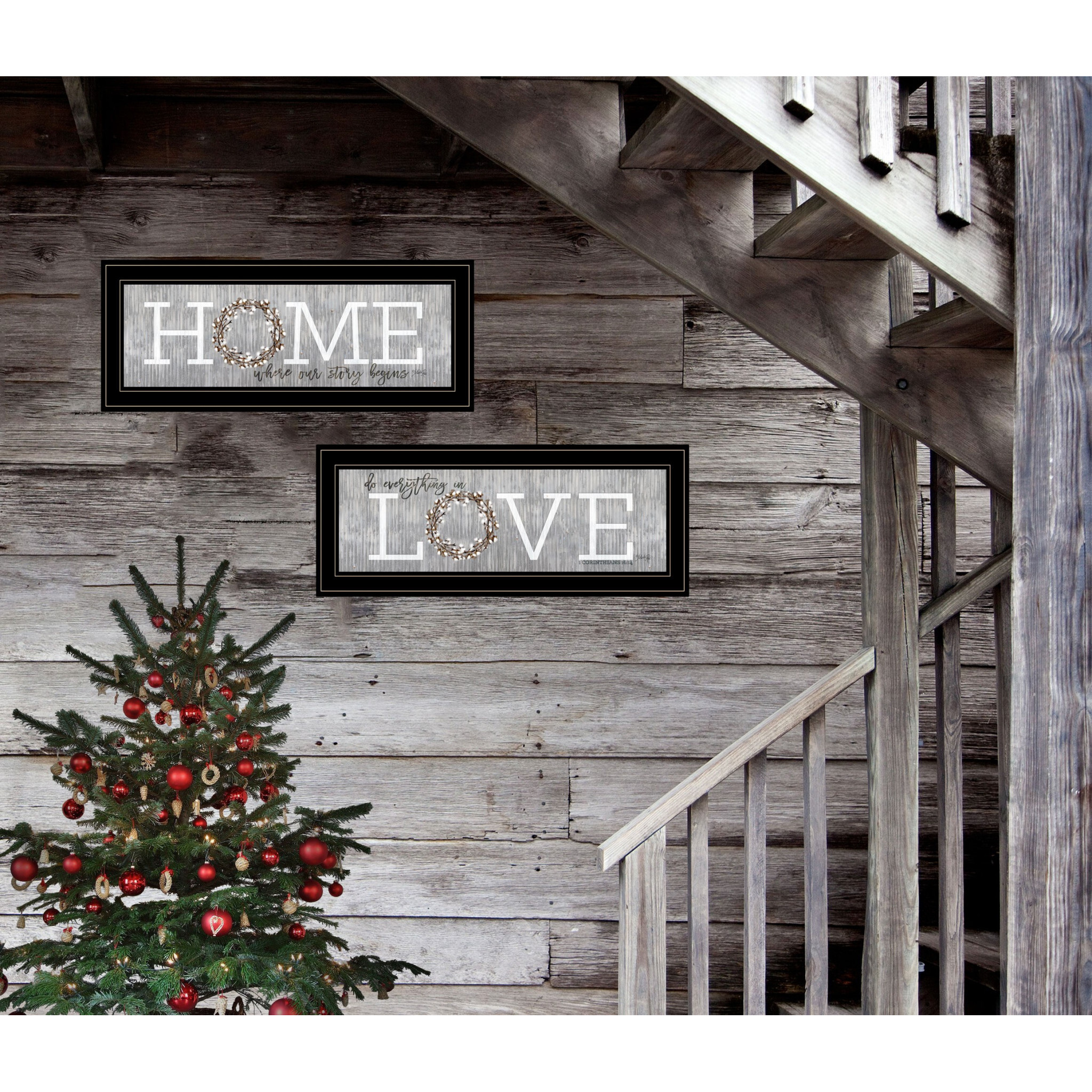 Set Of Two Where Our Story Begins 2 Black Framed Print Wall Art