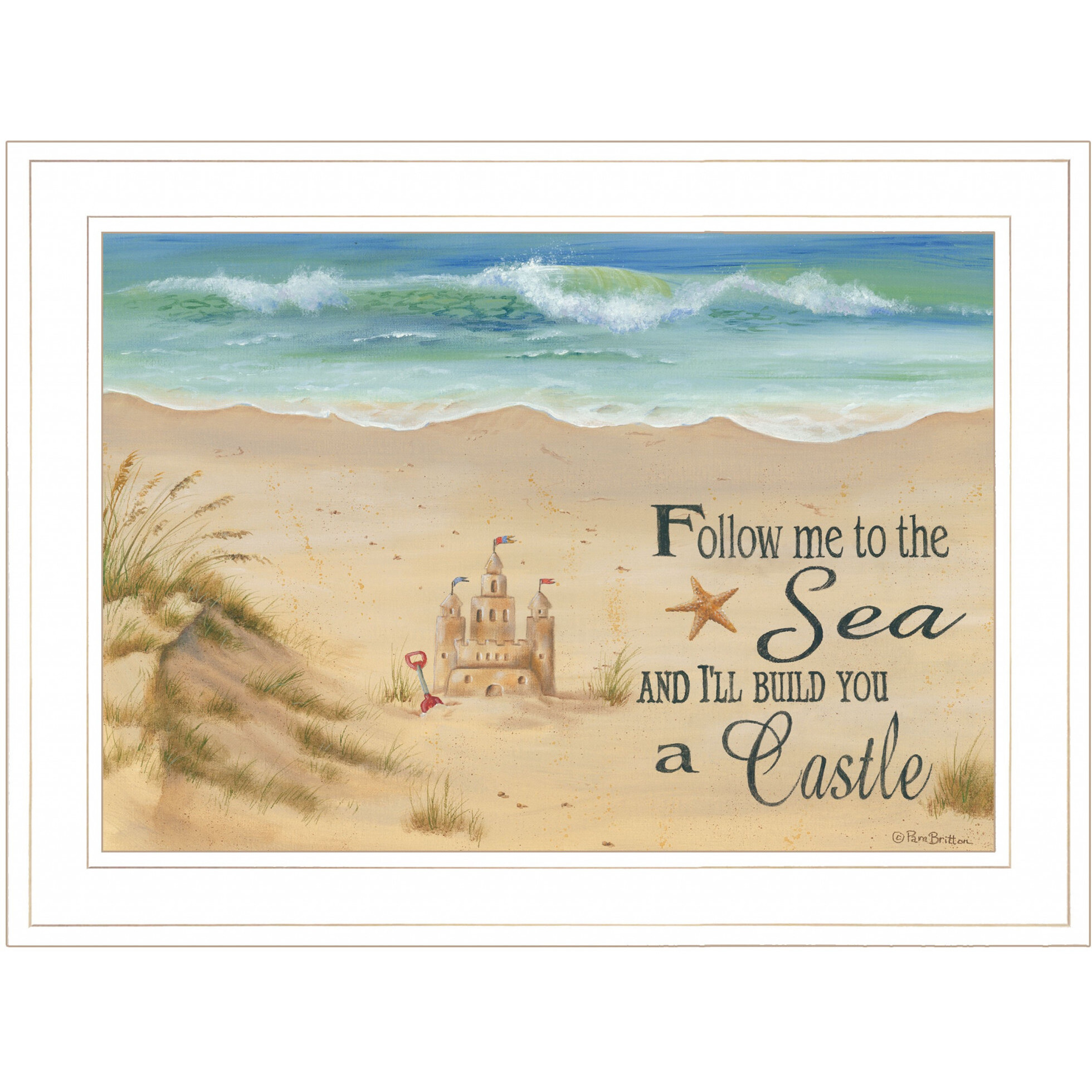 Sand Castle 2 White Framed Print Wall Art