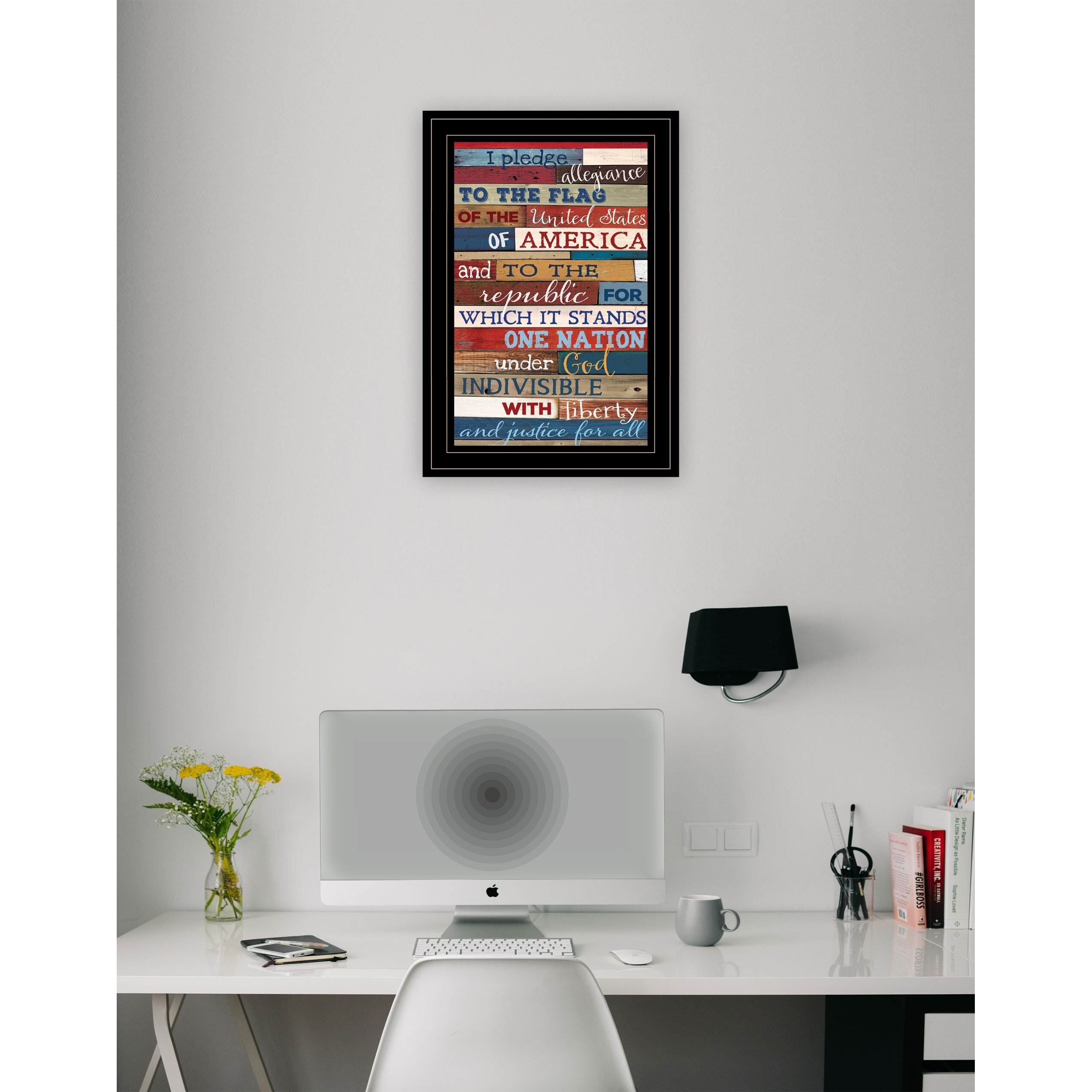 Red White And Blue Pledge Of Allegiance Black Framed Print Wall Art