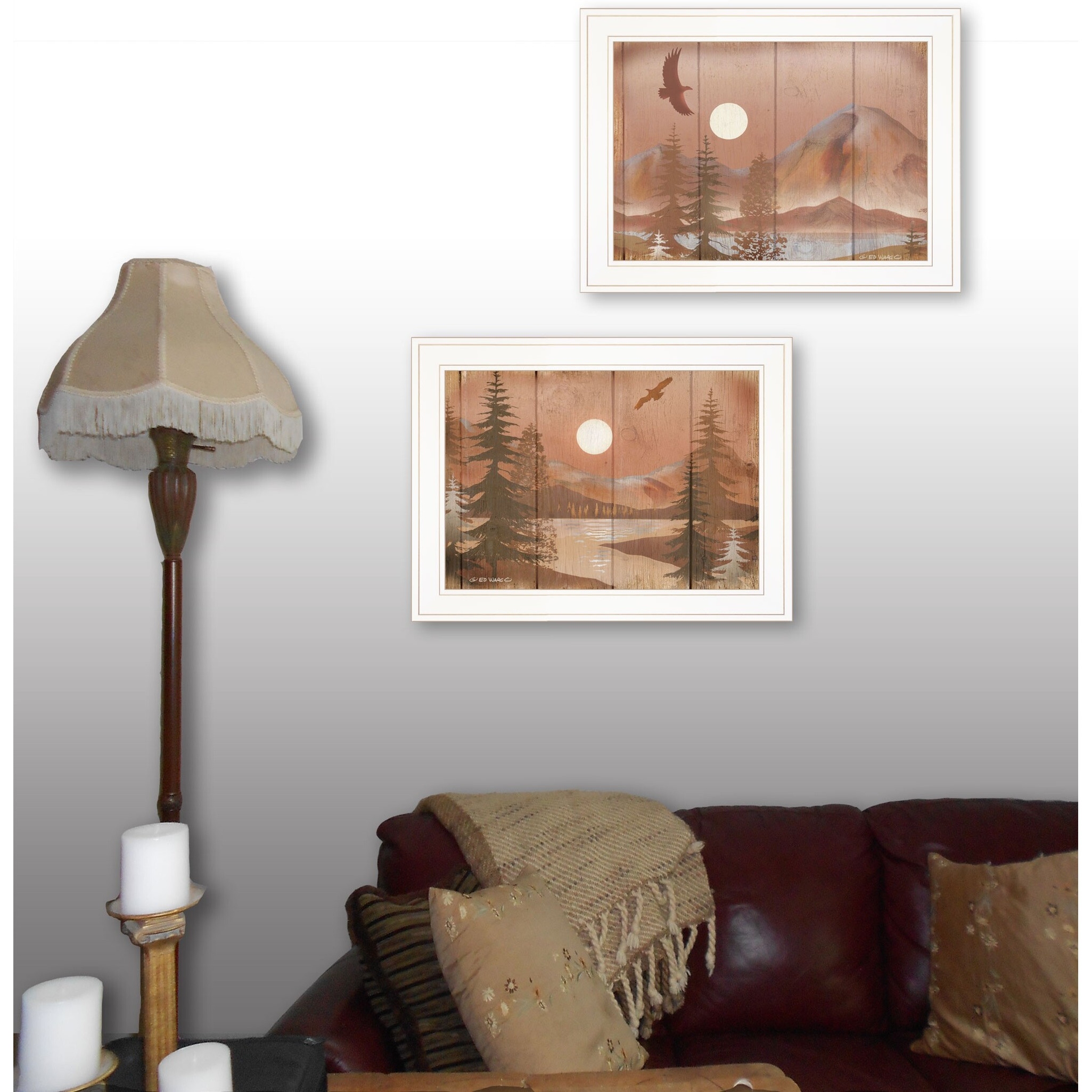 Set Of Two Full Moon I And Ii 1 White Framed Print Wall Art