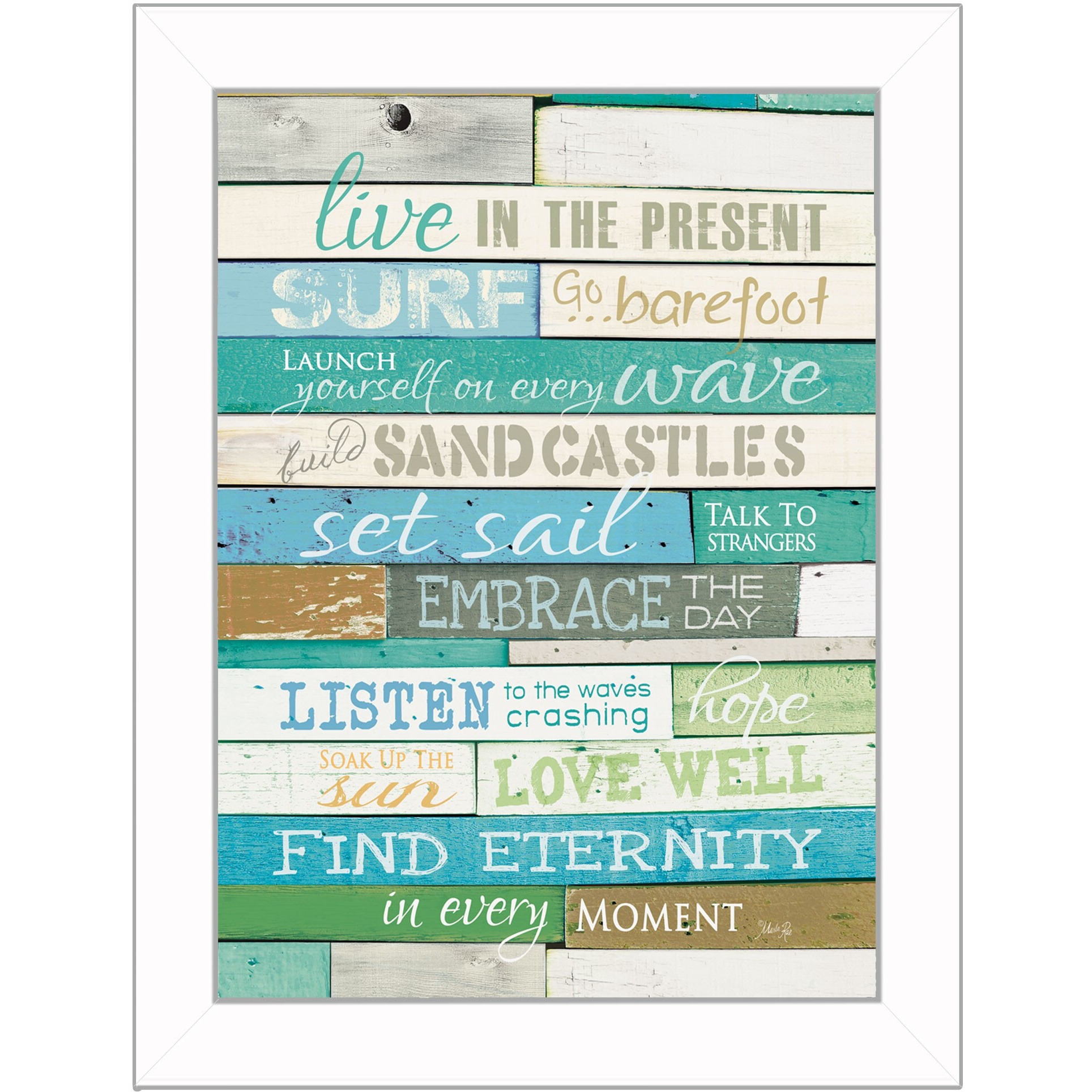 Live In The Present 2 White Framed Print Wall Art