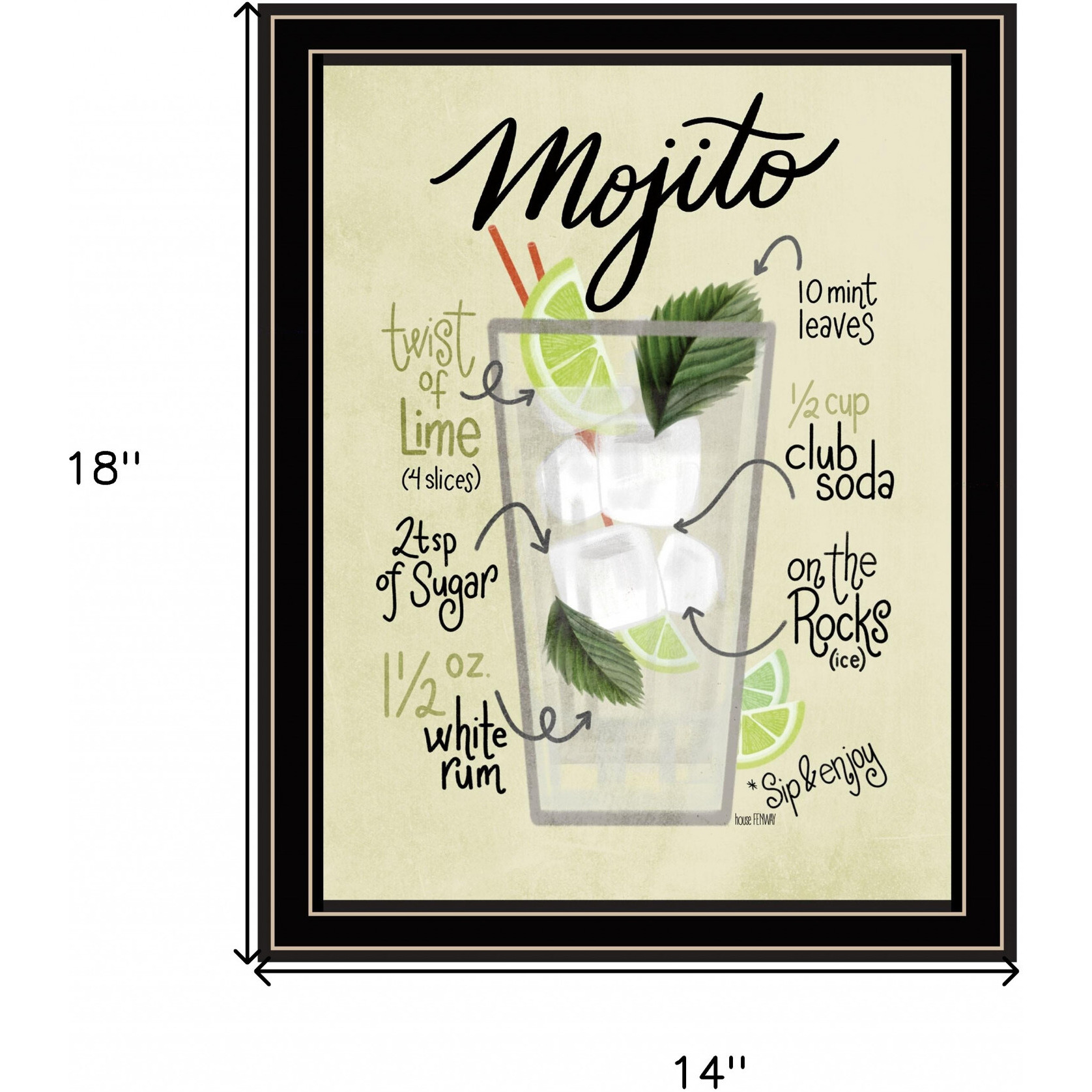 Mojito Black Framed Print Wall Art