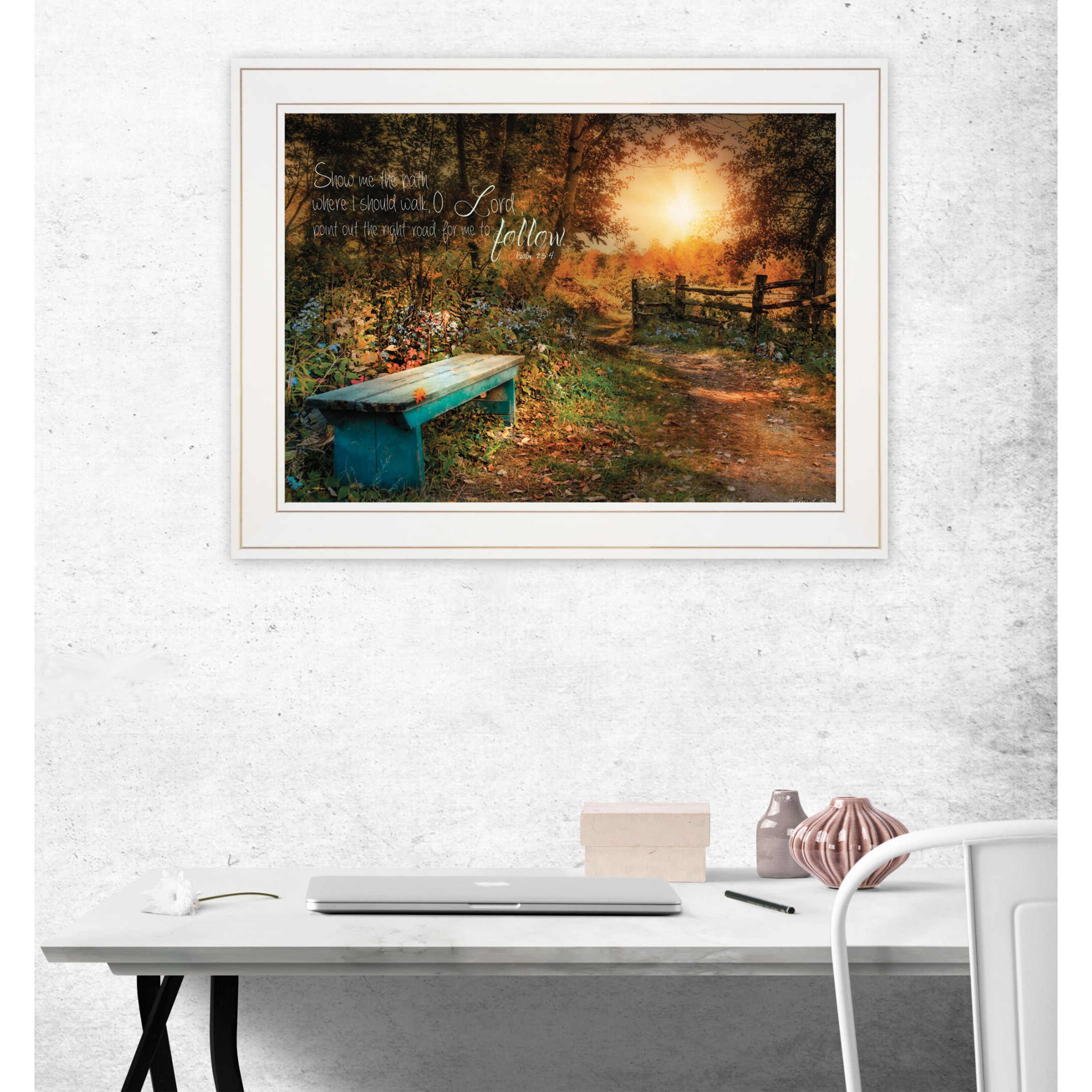 Show Me The Path 1 White Framed Print Wall Art