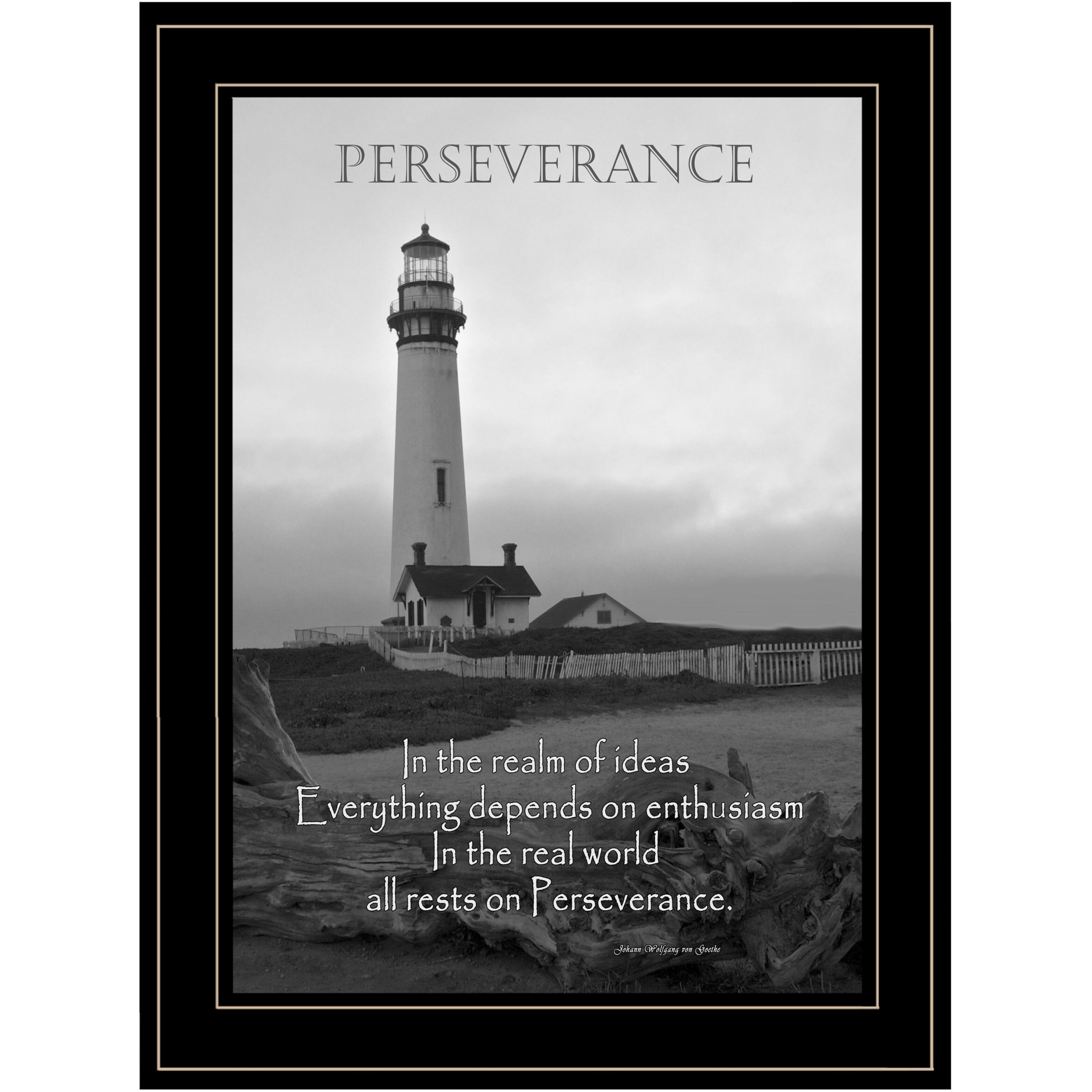 Perseverance Grayscale 2 Black Framed Print Wall Art
