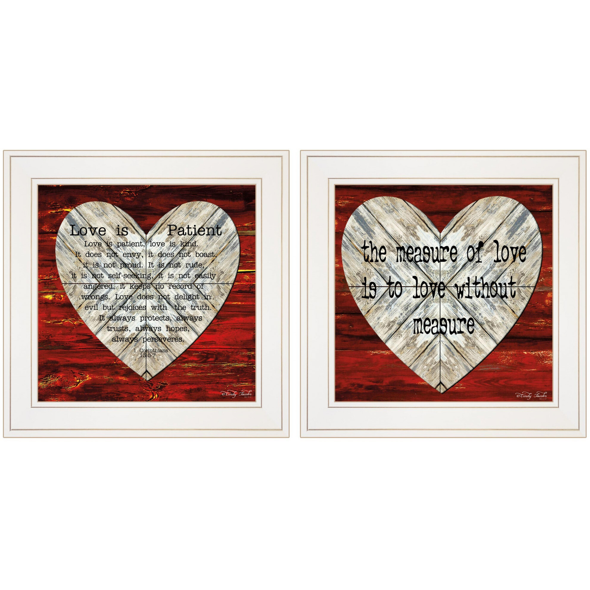 Set Of Two Love Without Measure White Framed Print Wall Art