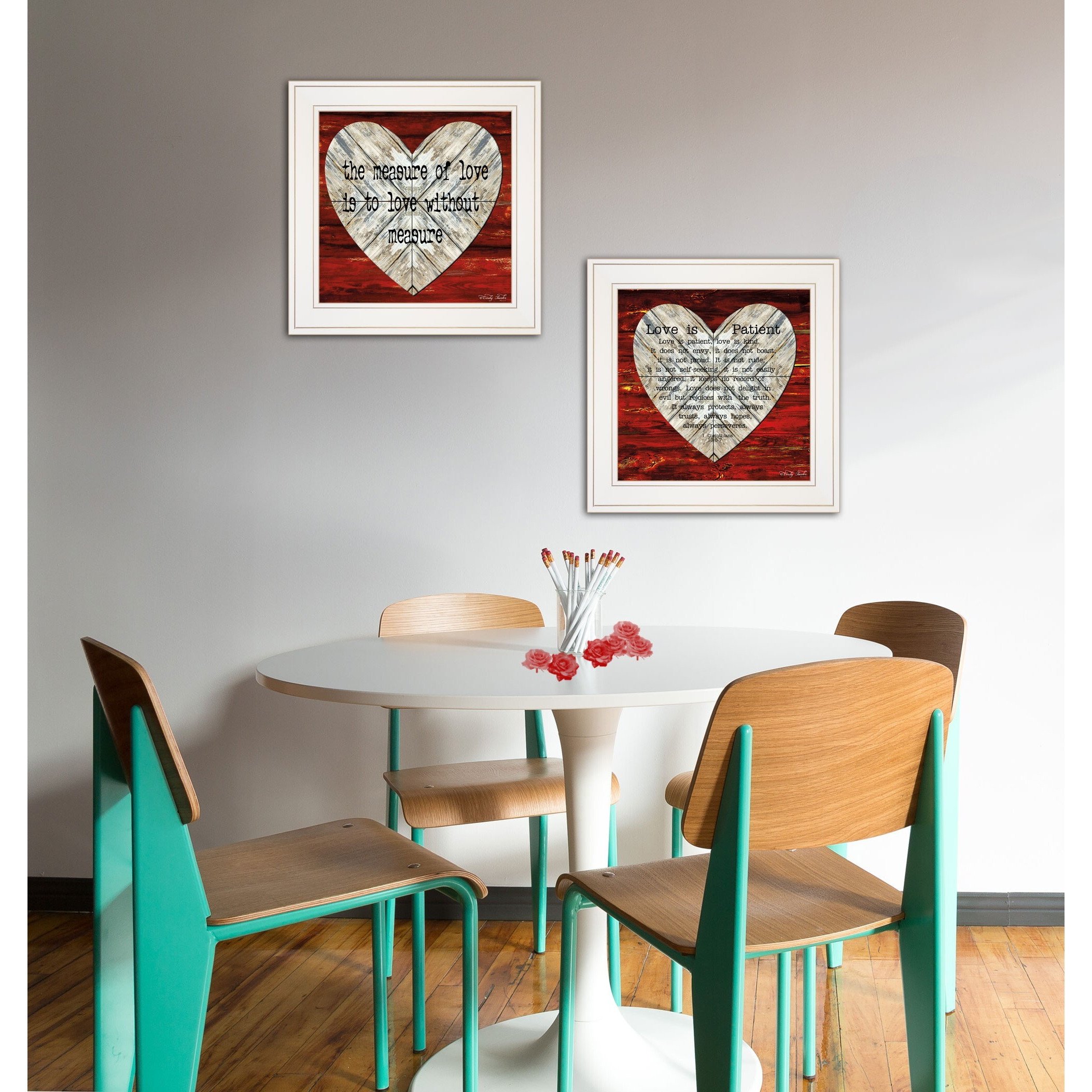 Set Of Two Love Without Measure White Framed Print Wall Art