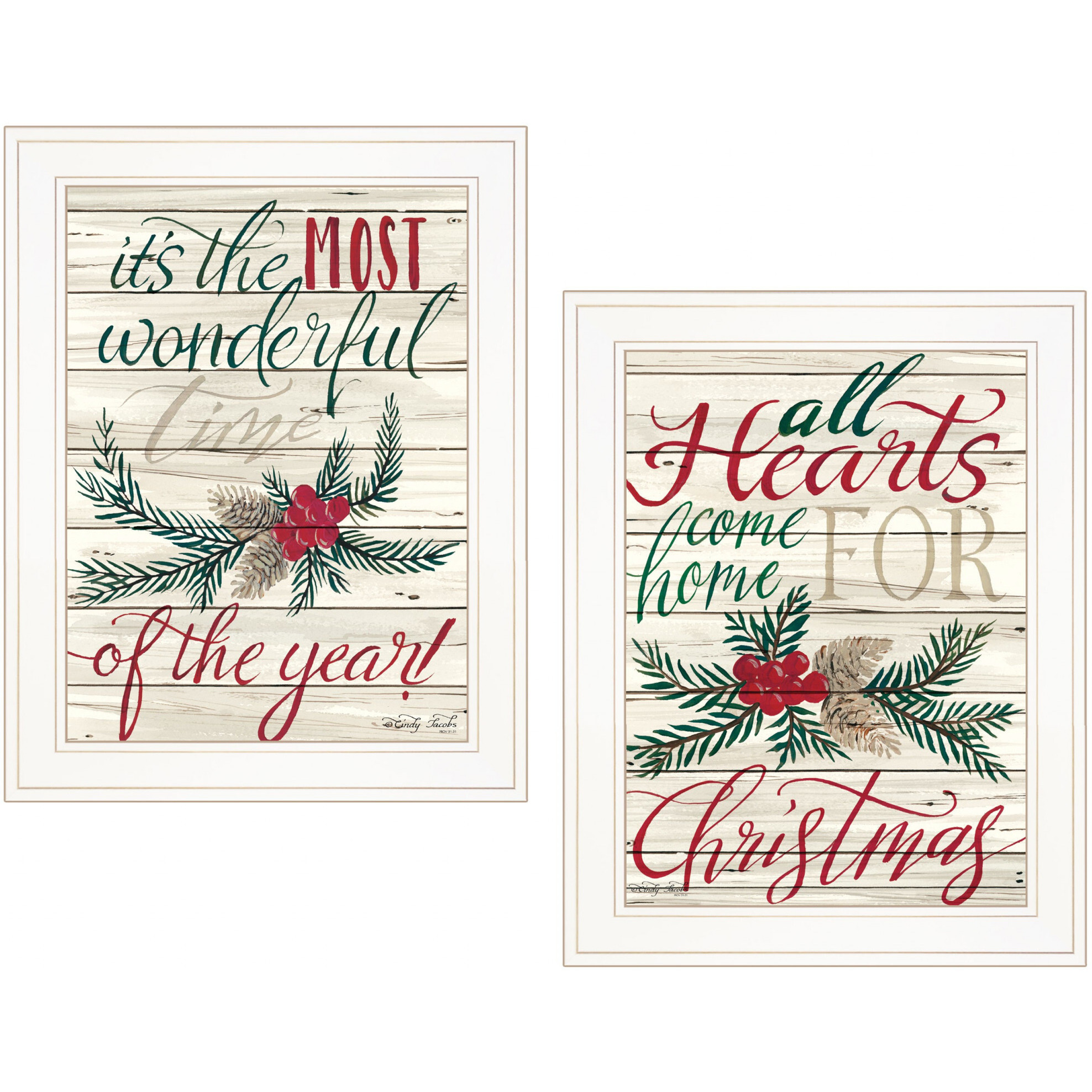 Set Of Two All Heart Come Home For Christmas 1 White Framed Print Wall Art