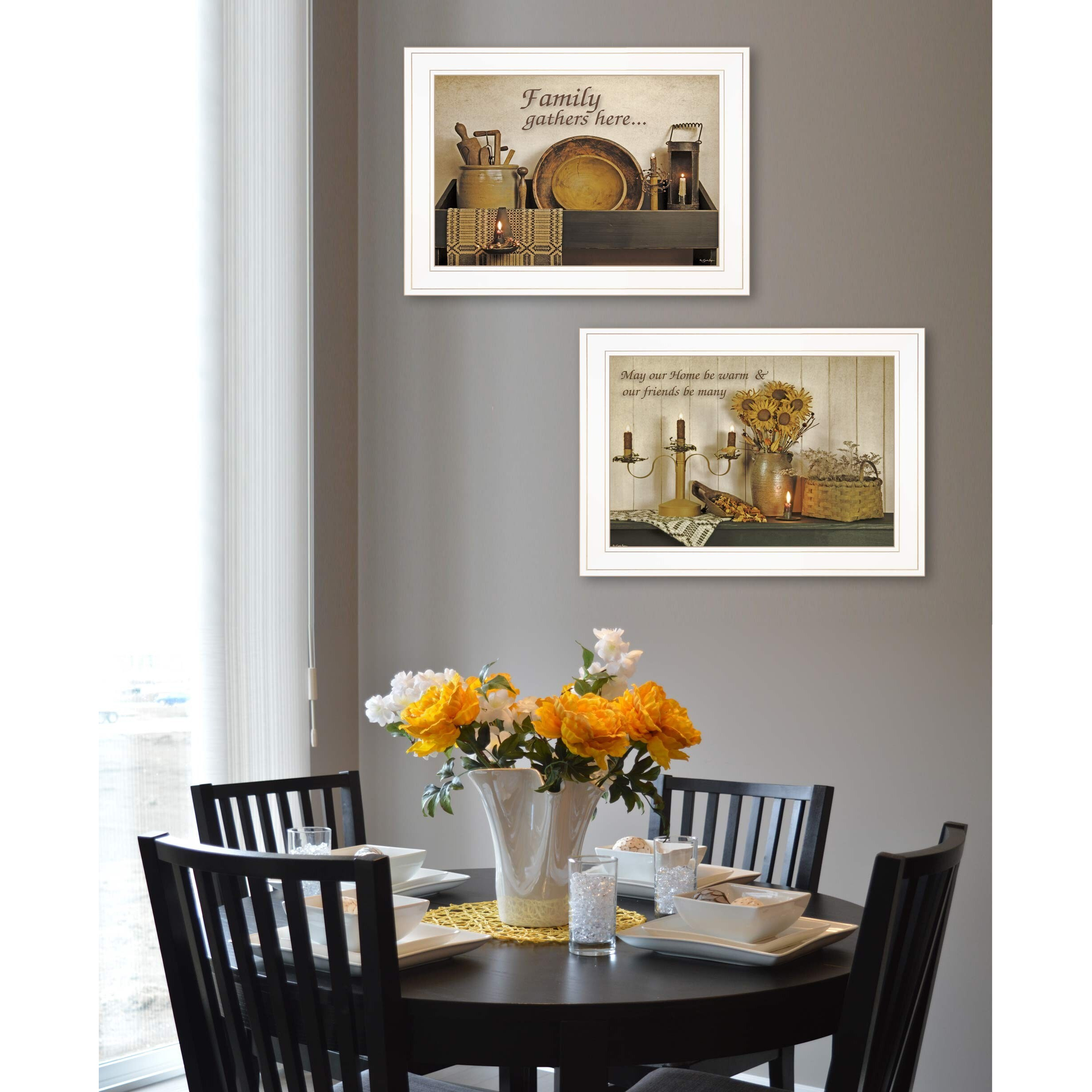 Set Of Two May Our Hearts Be Warm 1 White Framed Print Kitchen Wall Art