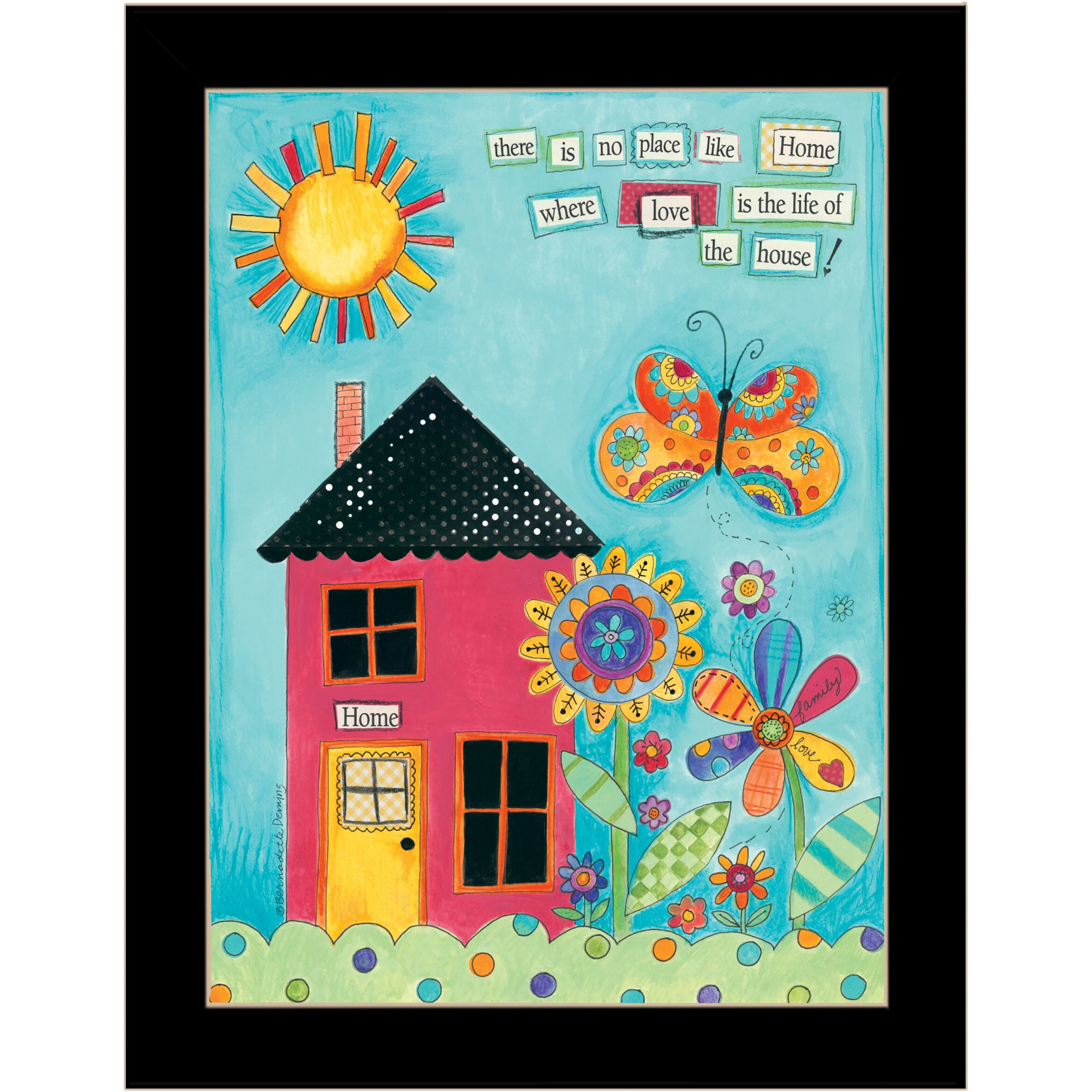 There Is No Place Like Home Black Framed Print Wall Art