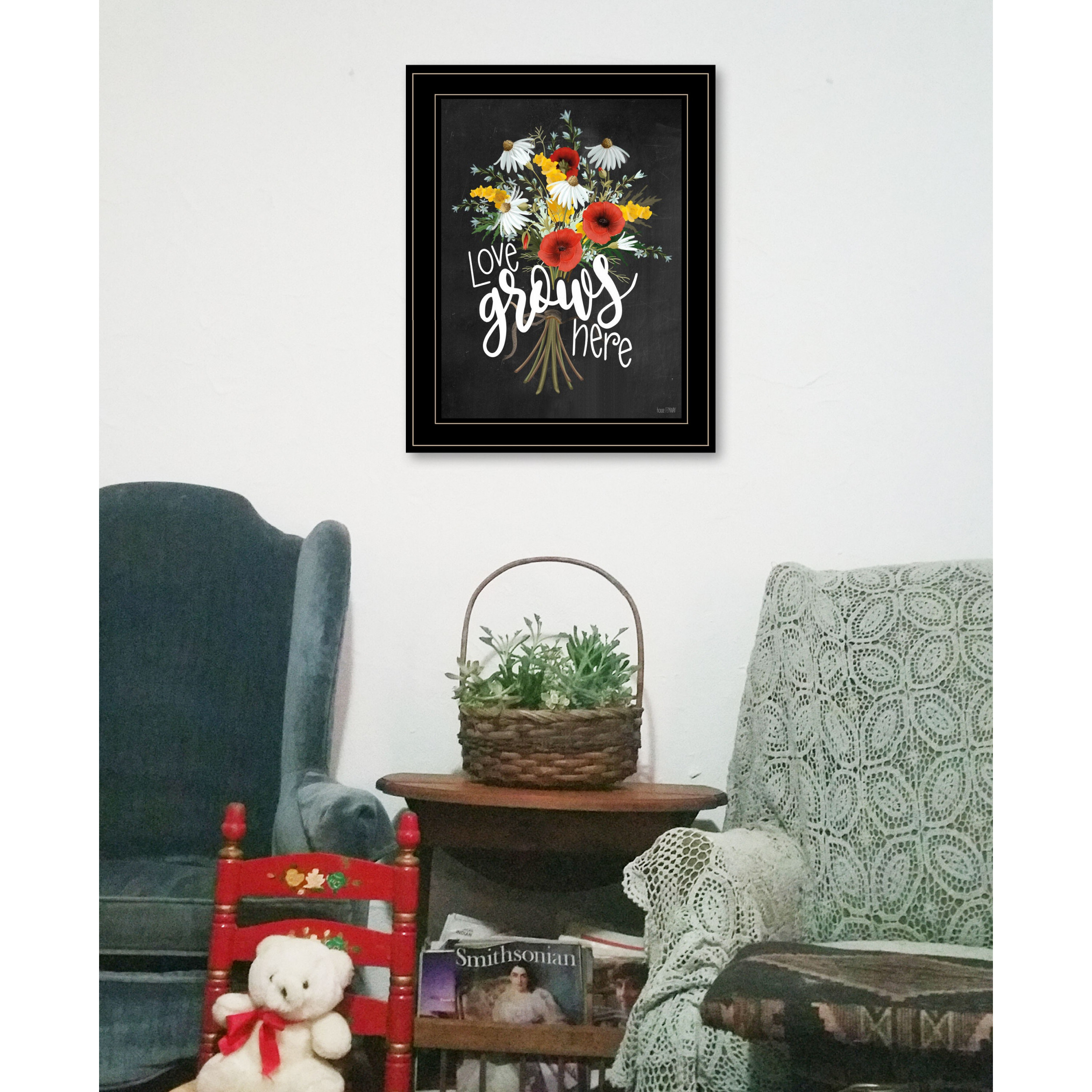Love Grows Here 7 Black Framed Print Wall Art