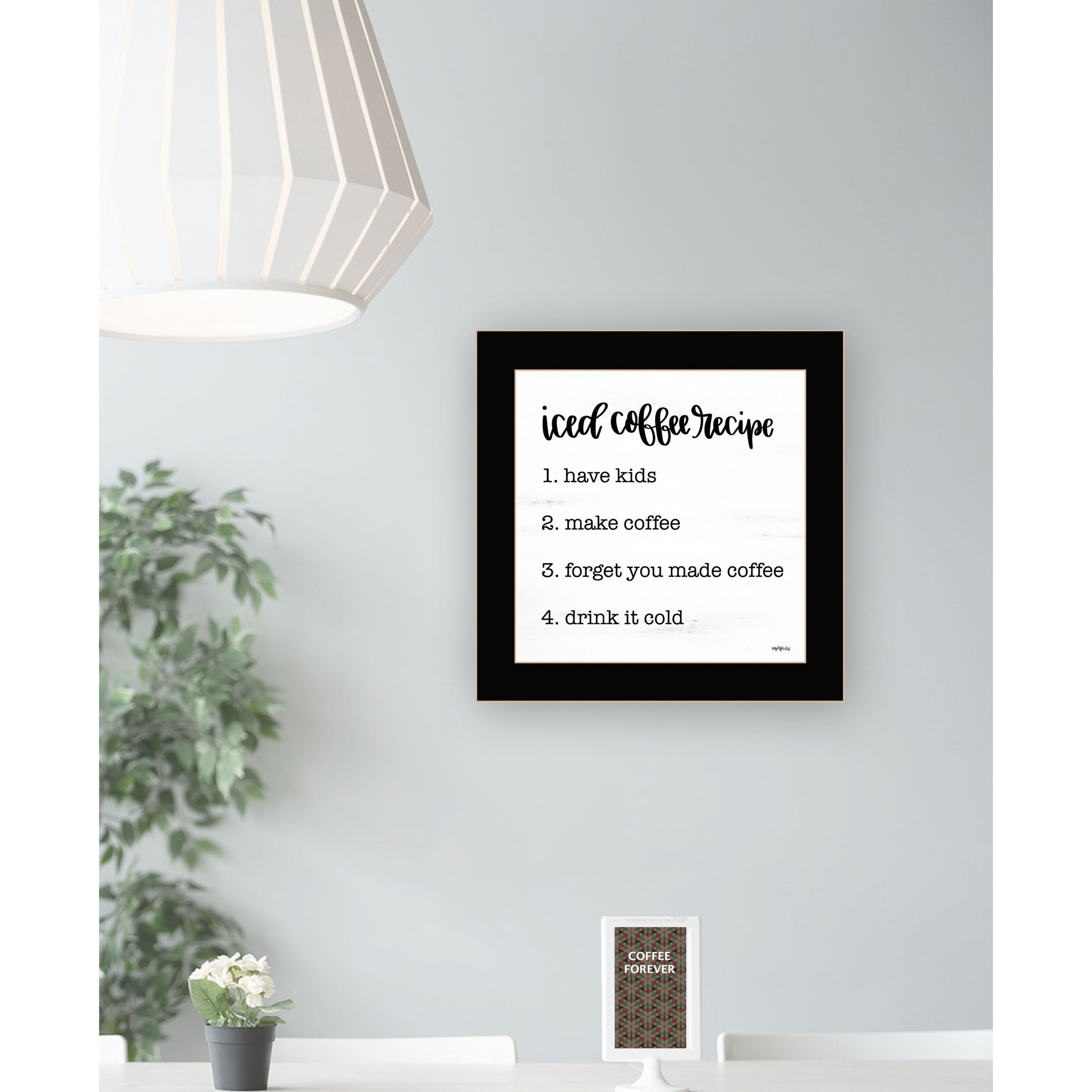 Iced Coffee Recipe Black Framed Print Wall Art