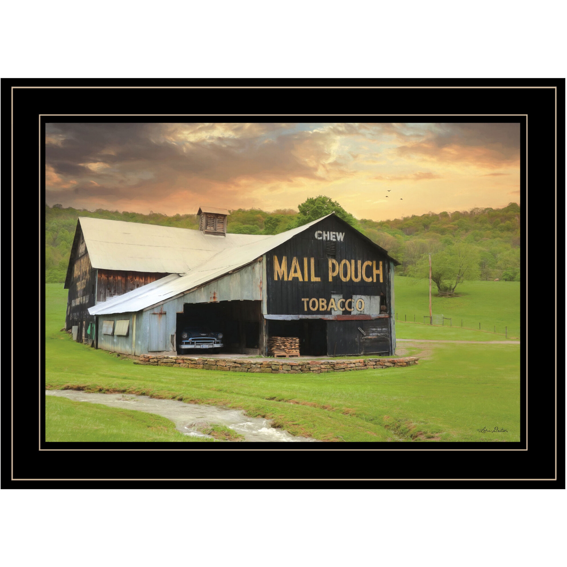 Mail Pouch Barn 5 Black Framed Print Wall Art