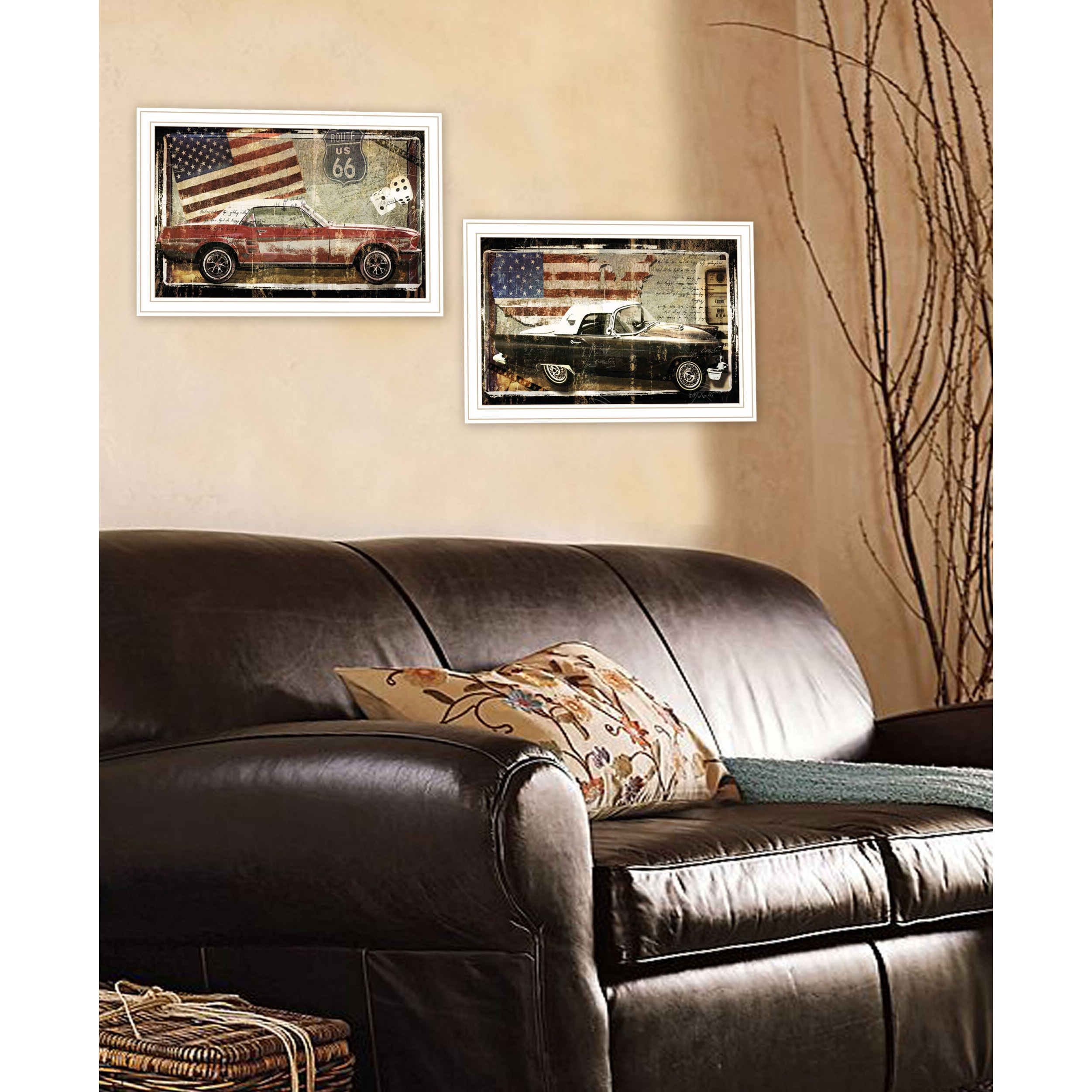 Set Of Two Vintage Classics 2 White Framed Print Wall Art