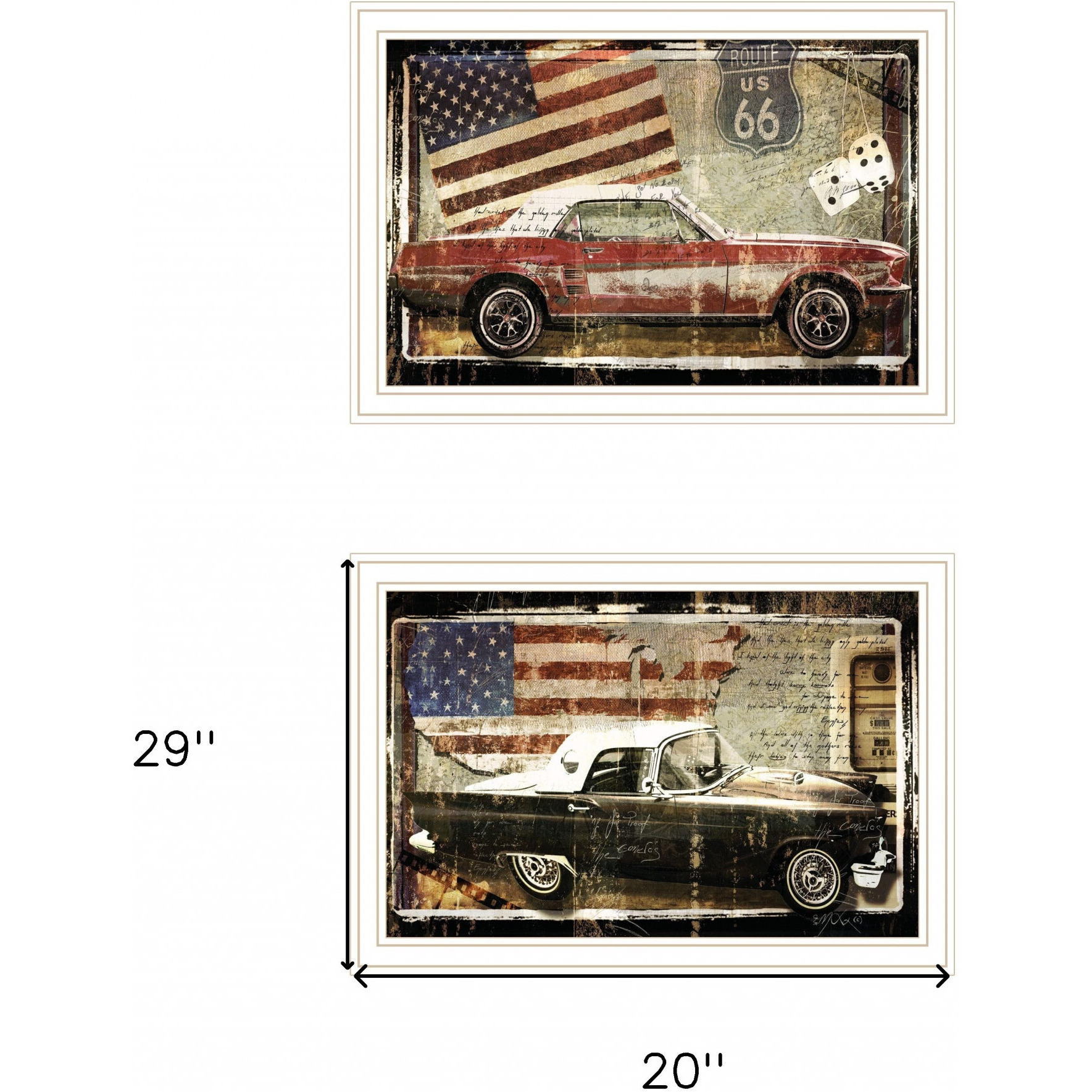 Set Of Two Vintage Classics 2 White Framed Print Wall Art