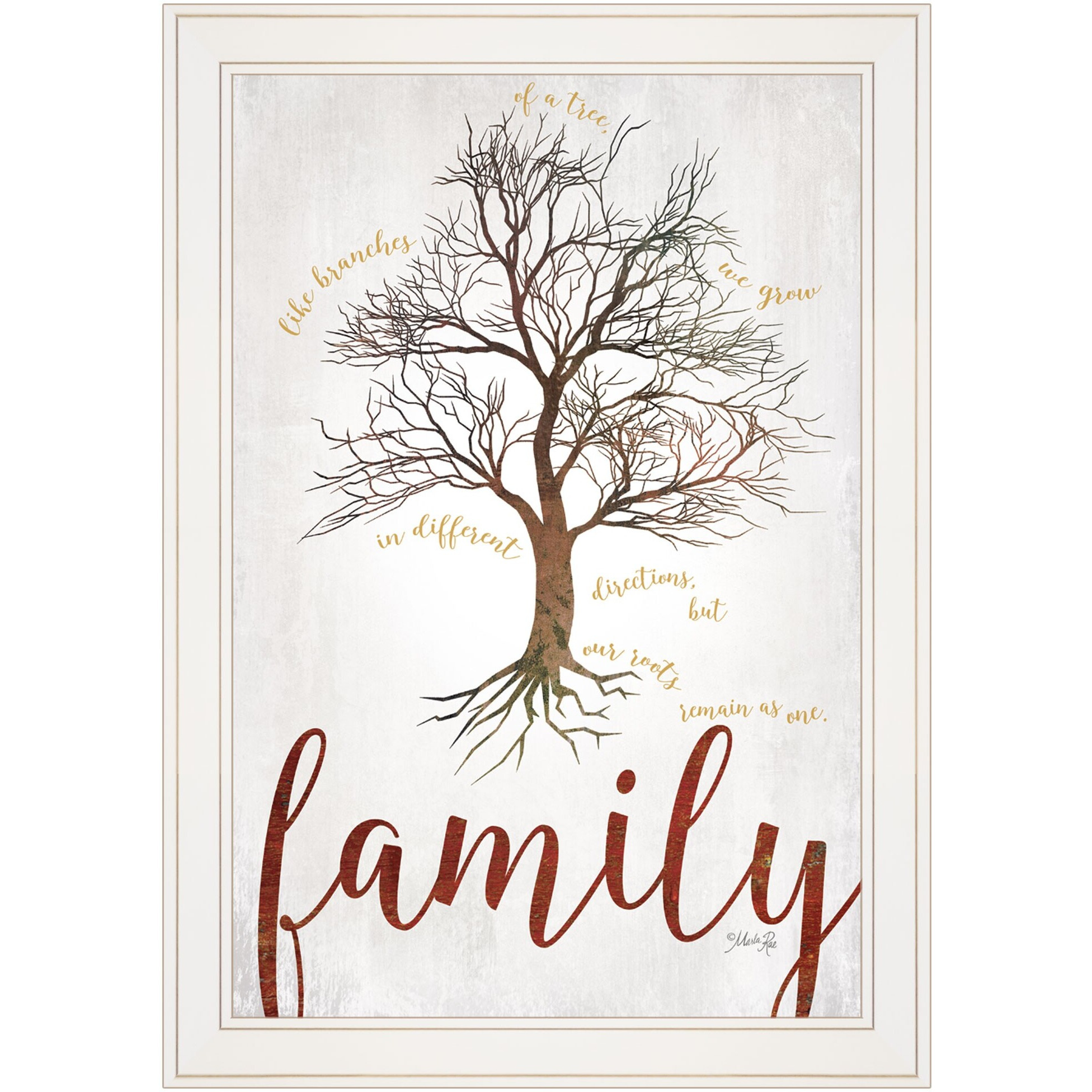 Family Tree 1 White Framed Print Wall Art
