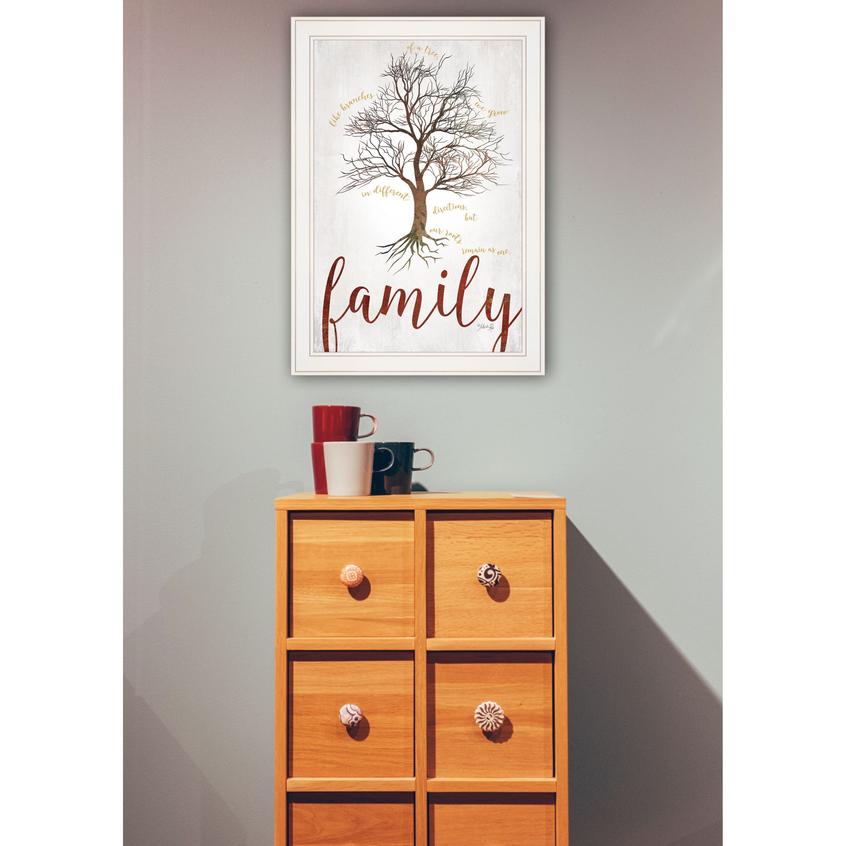Family Tree 1 White Framed Print Wall Art