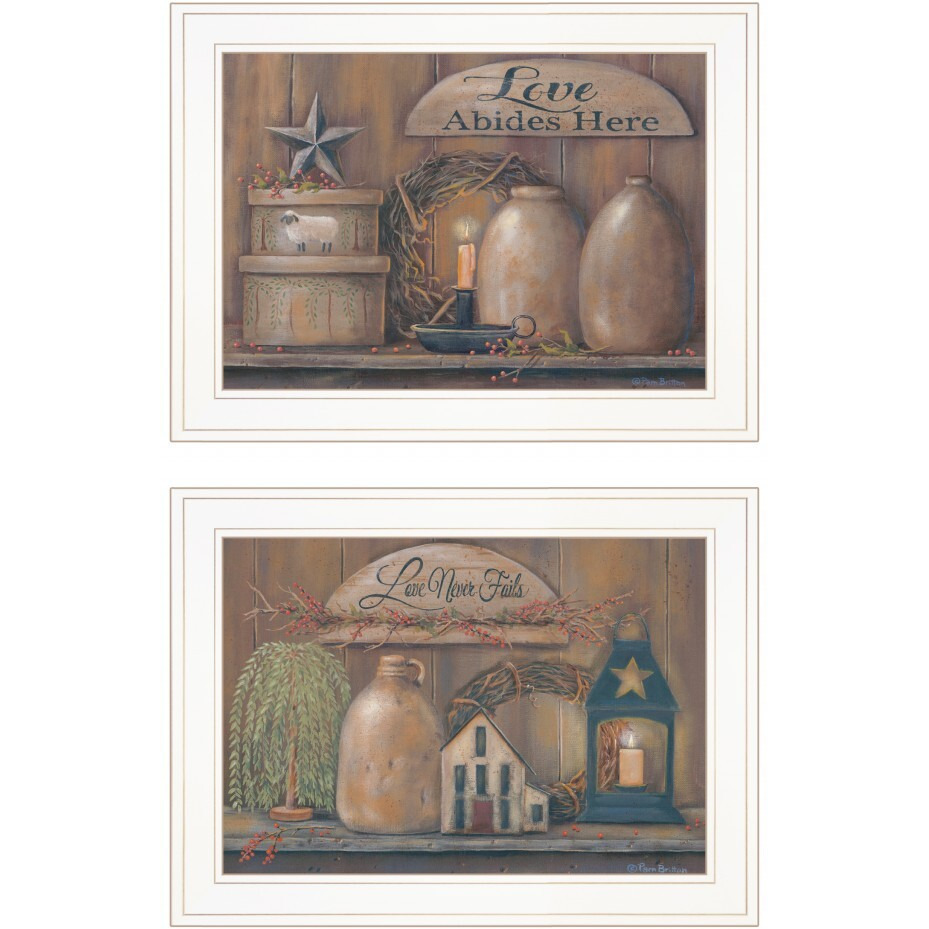 Set Of Two Americana Country Love Sentiment Framed Print Wall Art