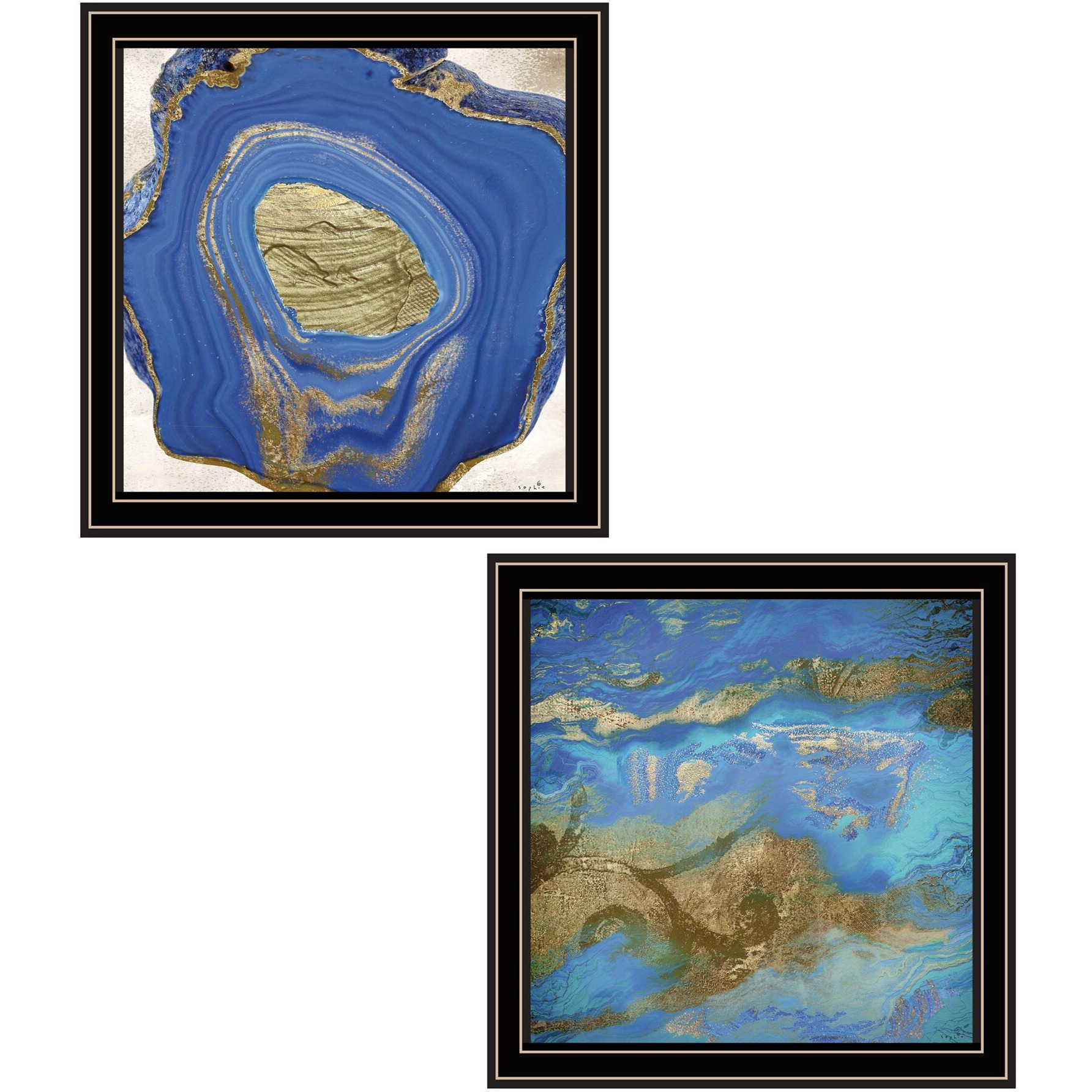 Set Of Two Perisse Cobalt 1 Black Framed Print Wall Art