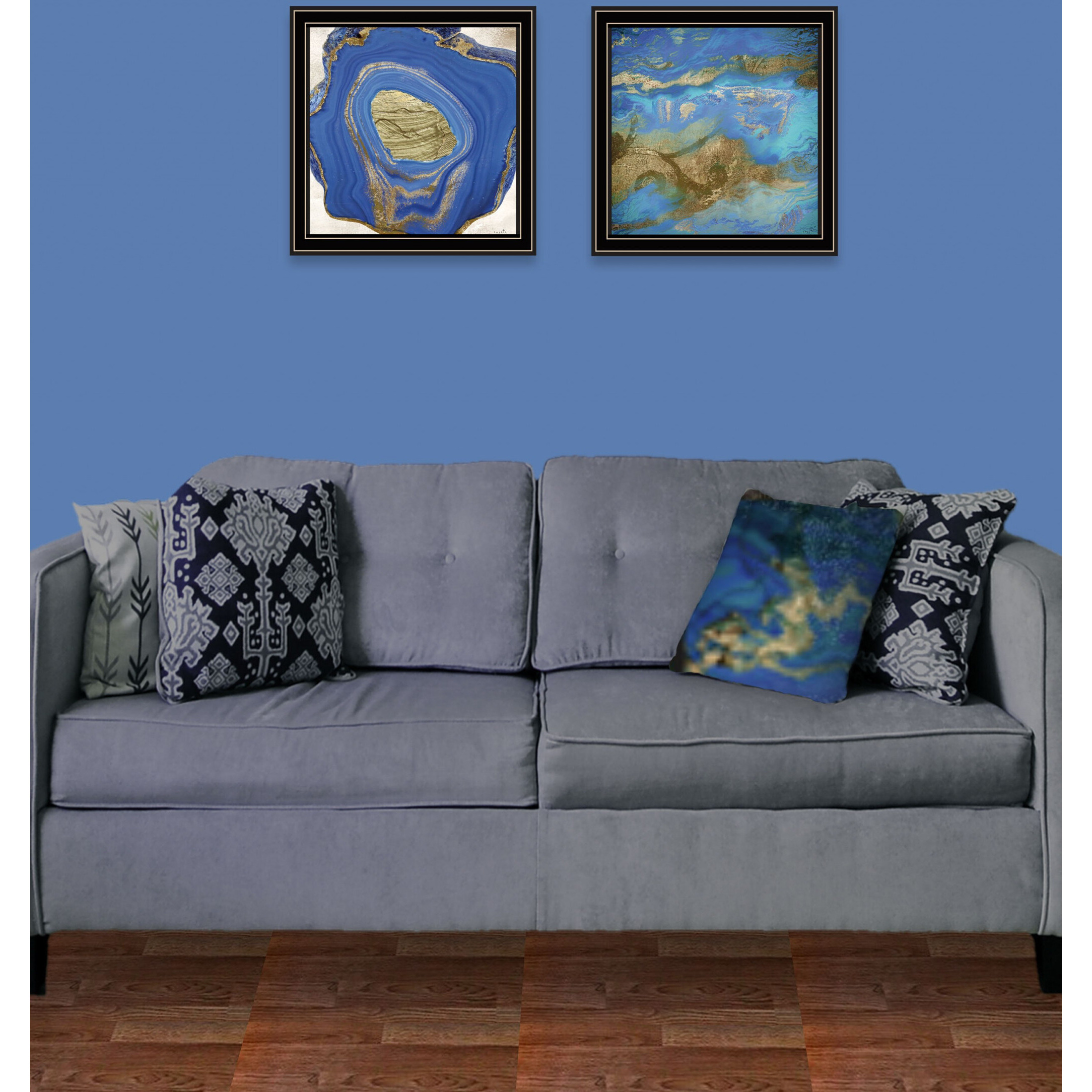 Set Of Two Perisse Cobalt 1 Black Framed Print Wall Art