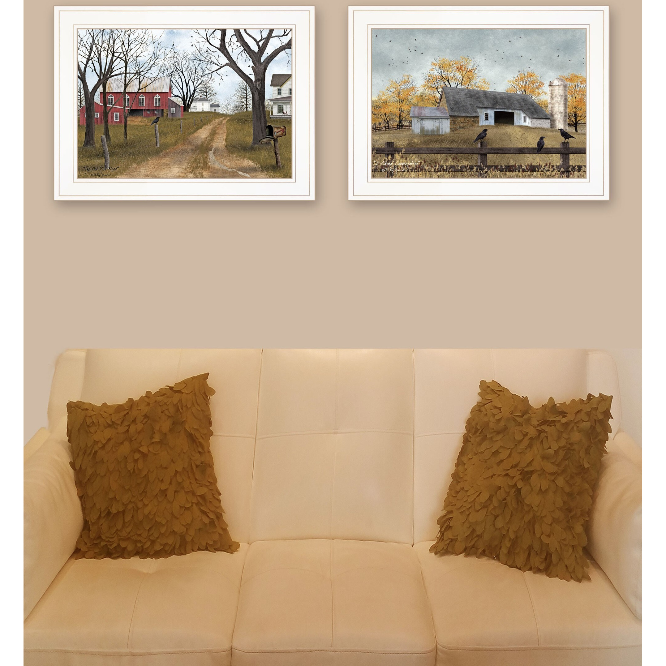Set Of Two Country Roads 1 White Framed Print Wall Art
