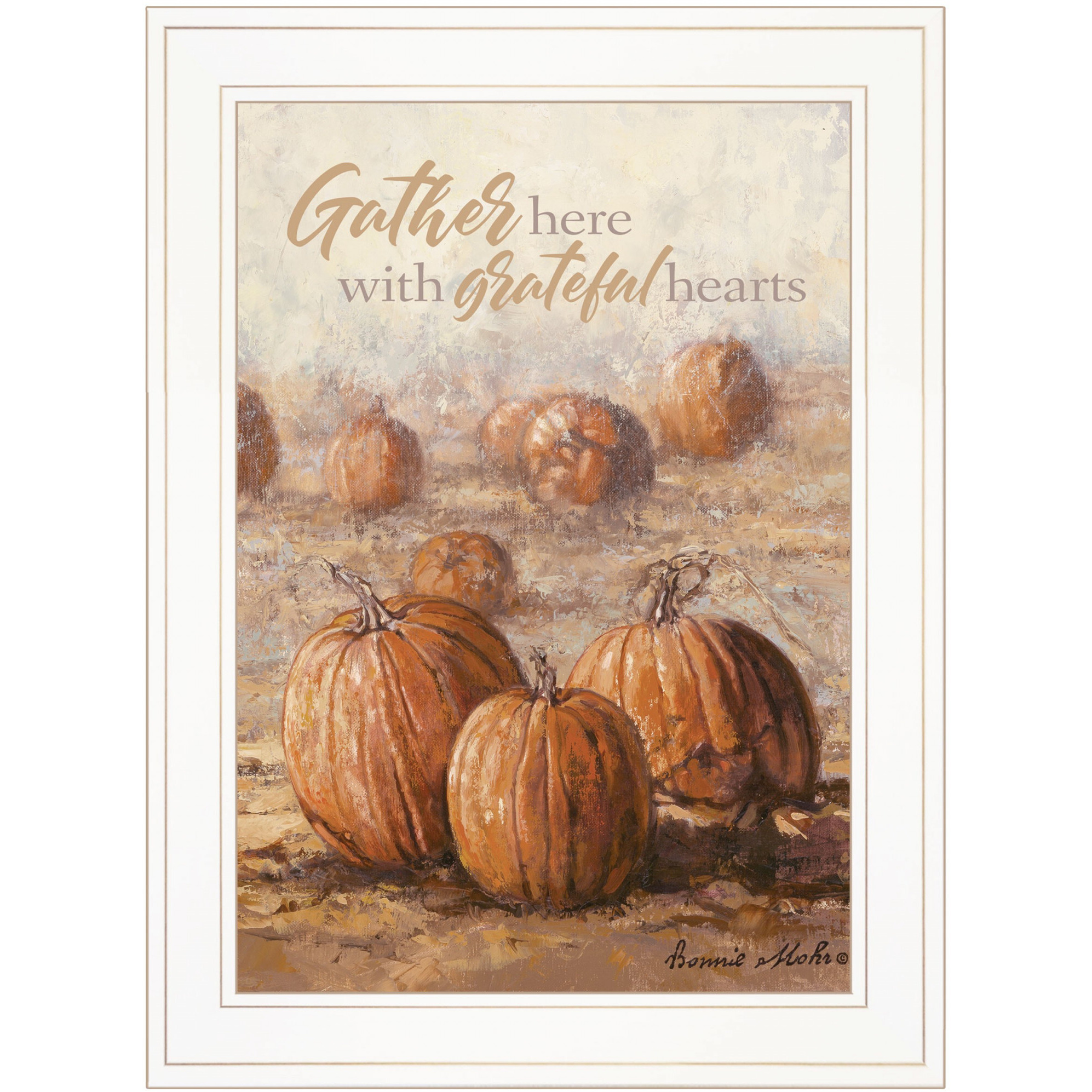 Gather Here With Grateful Hearts 1 White Framed Print Wall Art