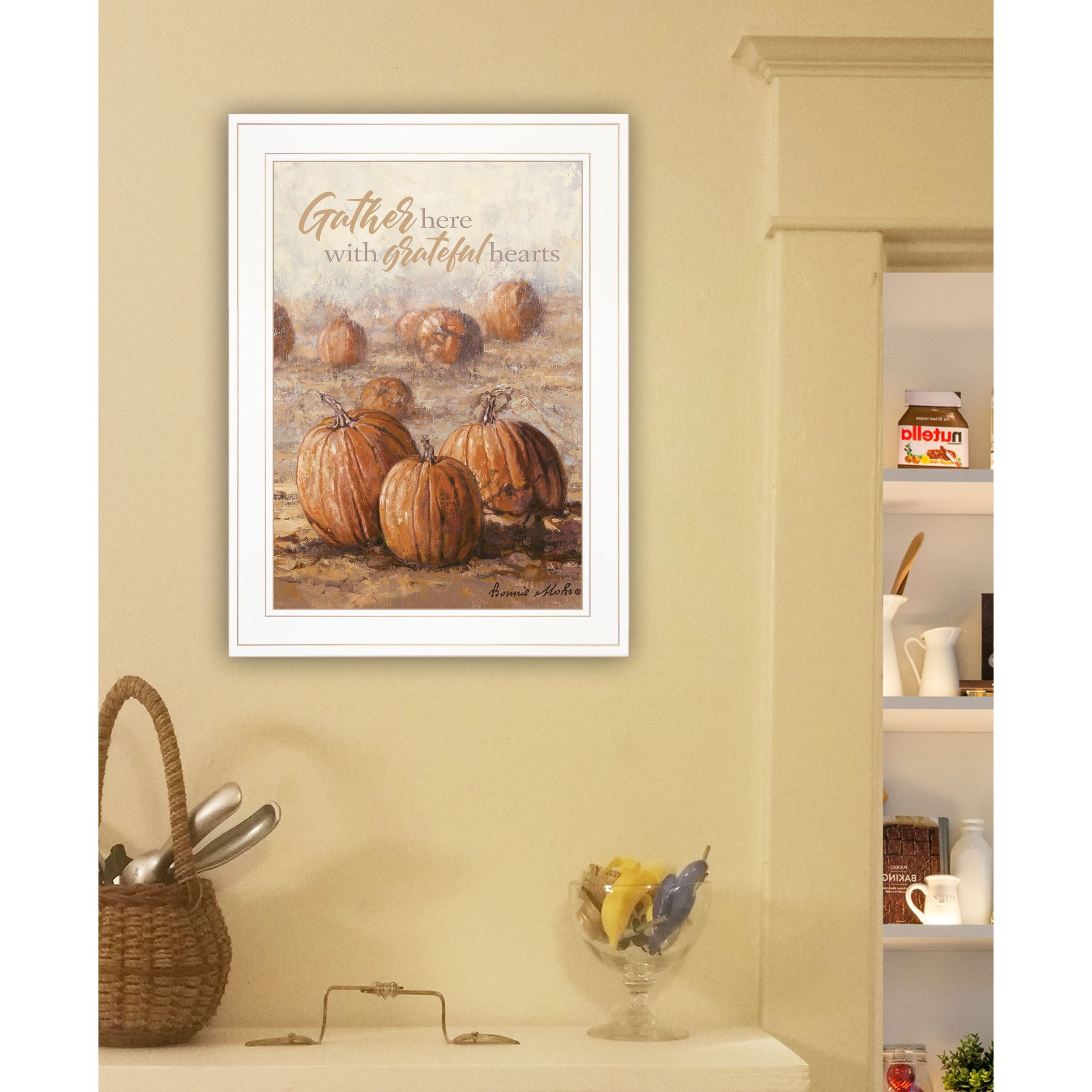 Gather Here With Grateful Hearts 1 White Framed Print Wall Art