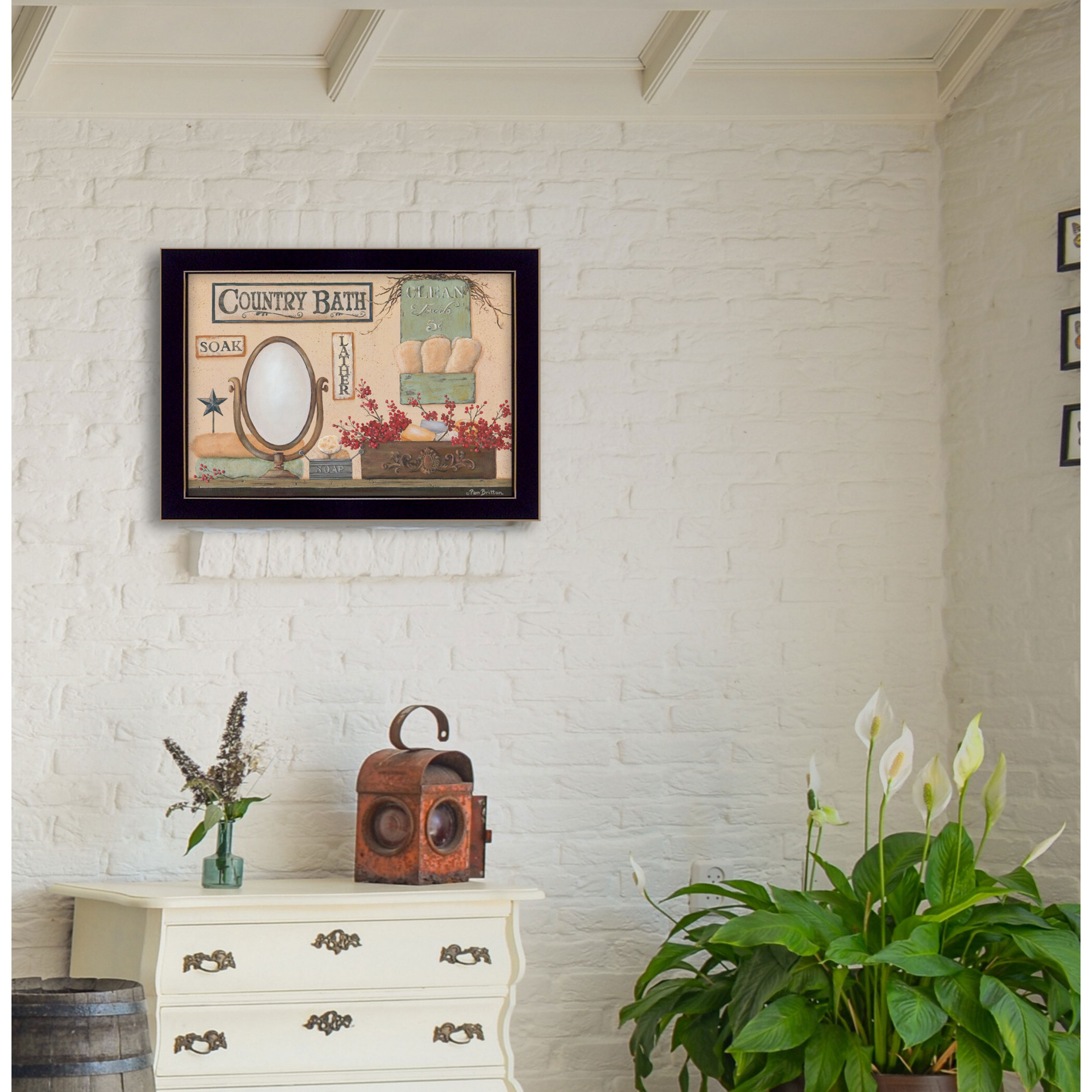 Country Bath 10 Black Framed Print Bathroom Wall Art