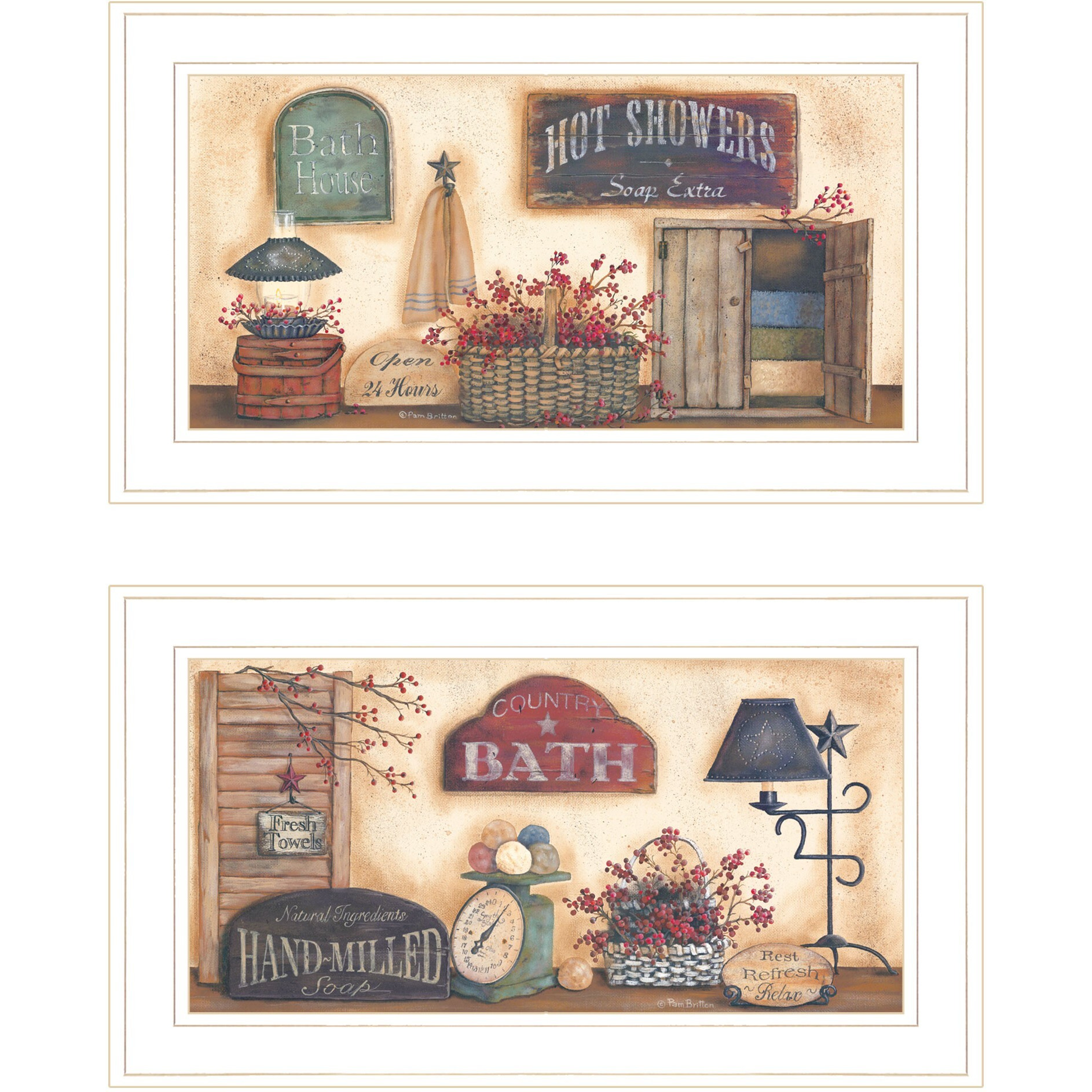 Set Of Two Bath 2 White Framed Print Wall Art