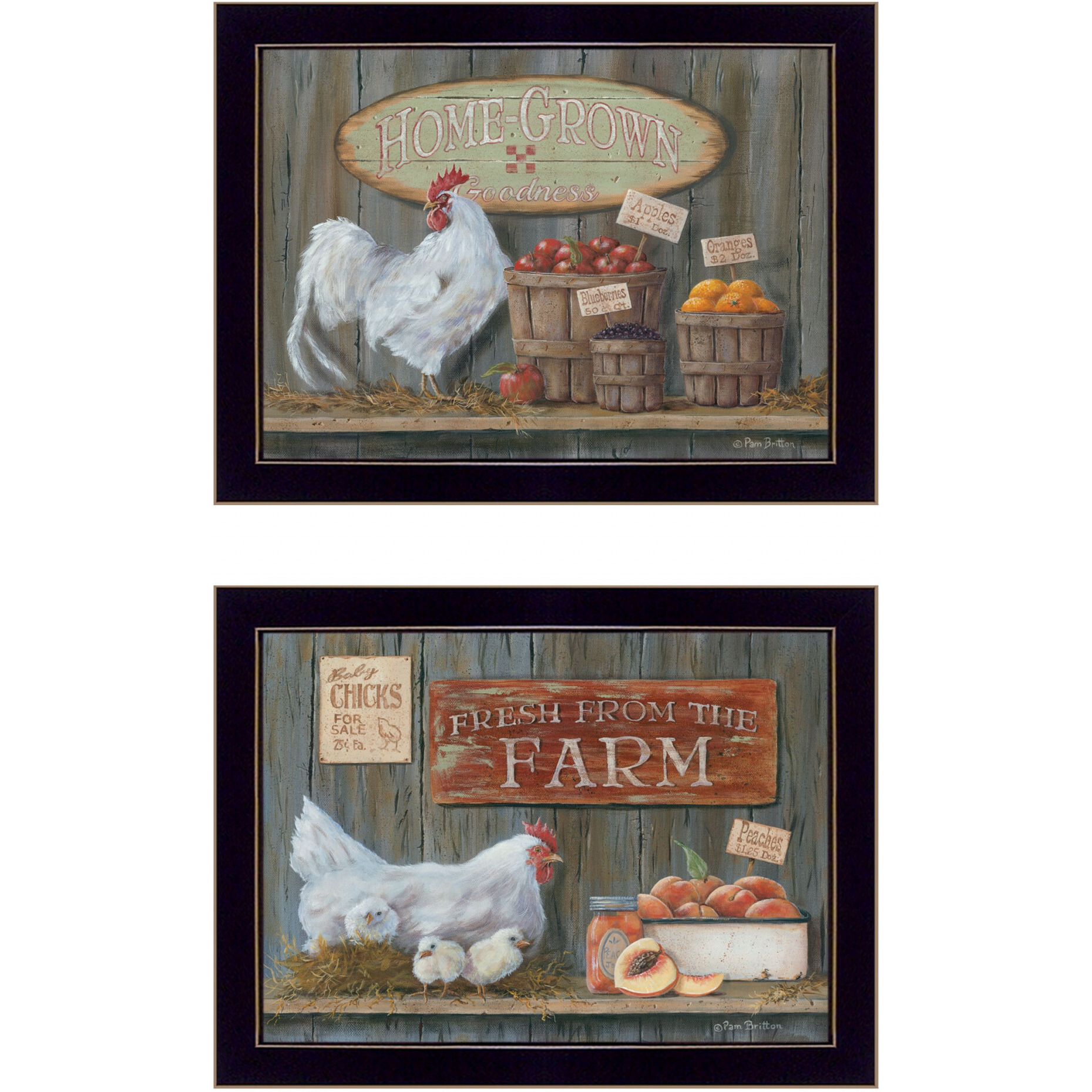 Set Of Two Home Grown 3 Black Framed Print Wall Art