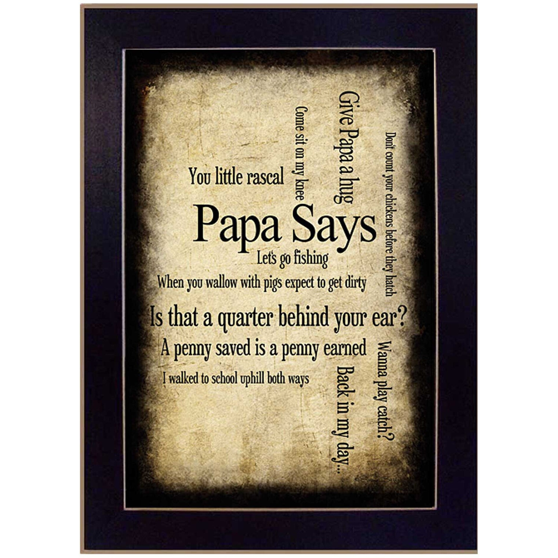Papa Says Black Framed Print Wall Art