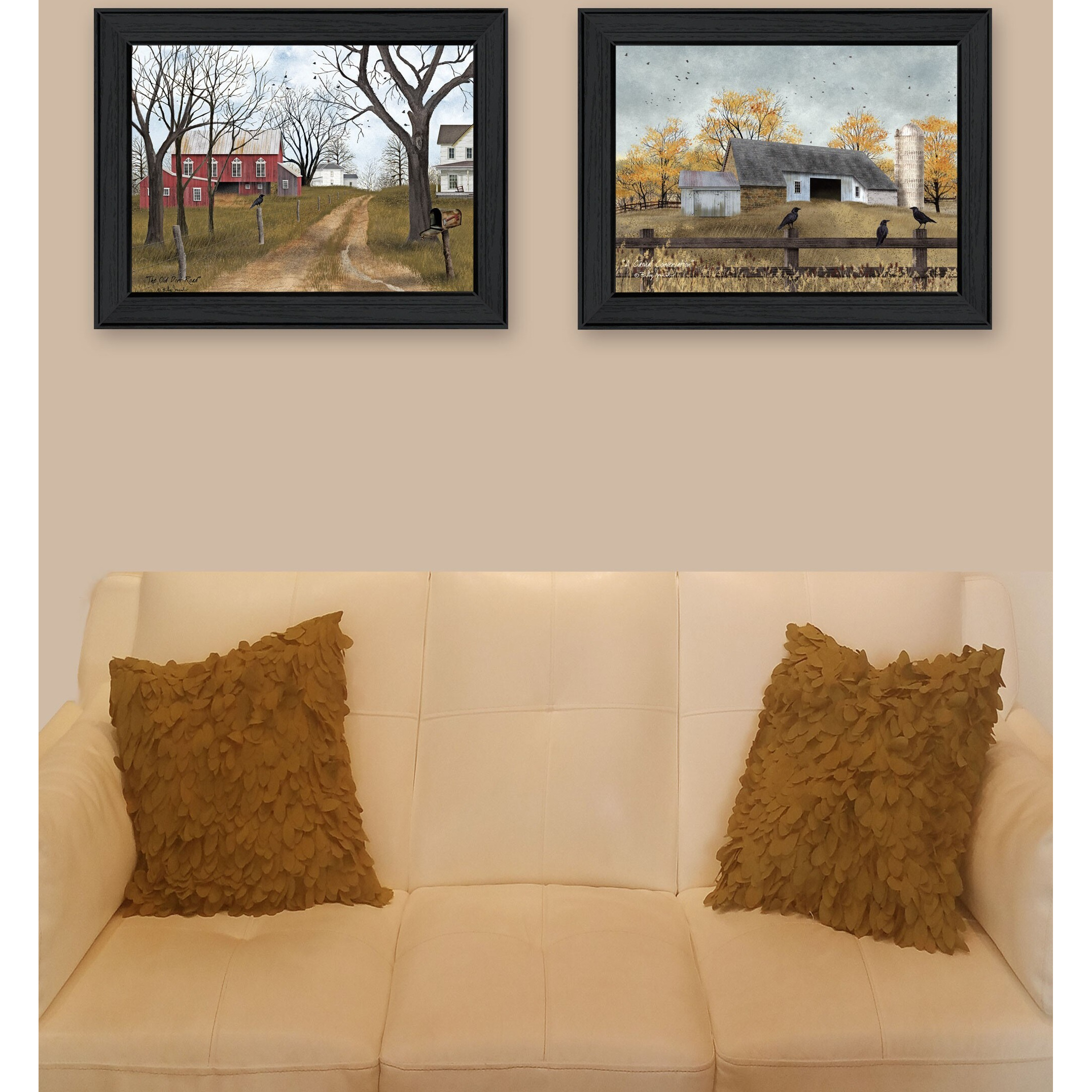 Set Of Two Country Roads 3 Black Framed Print Wall Art