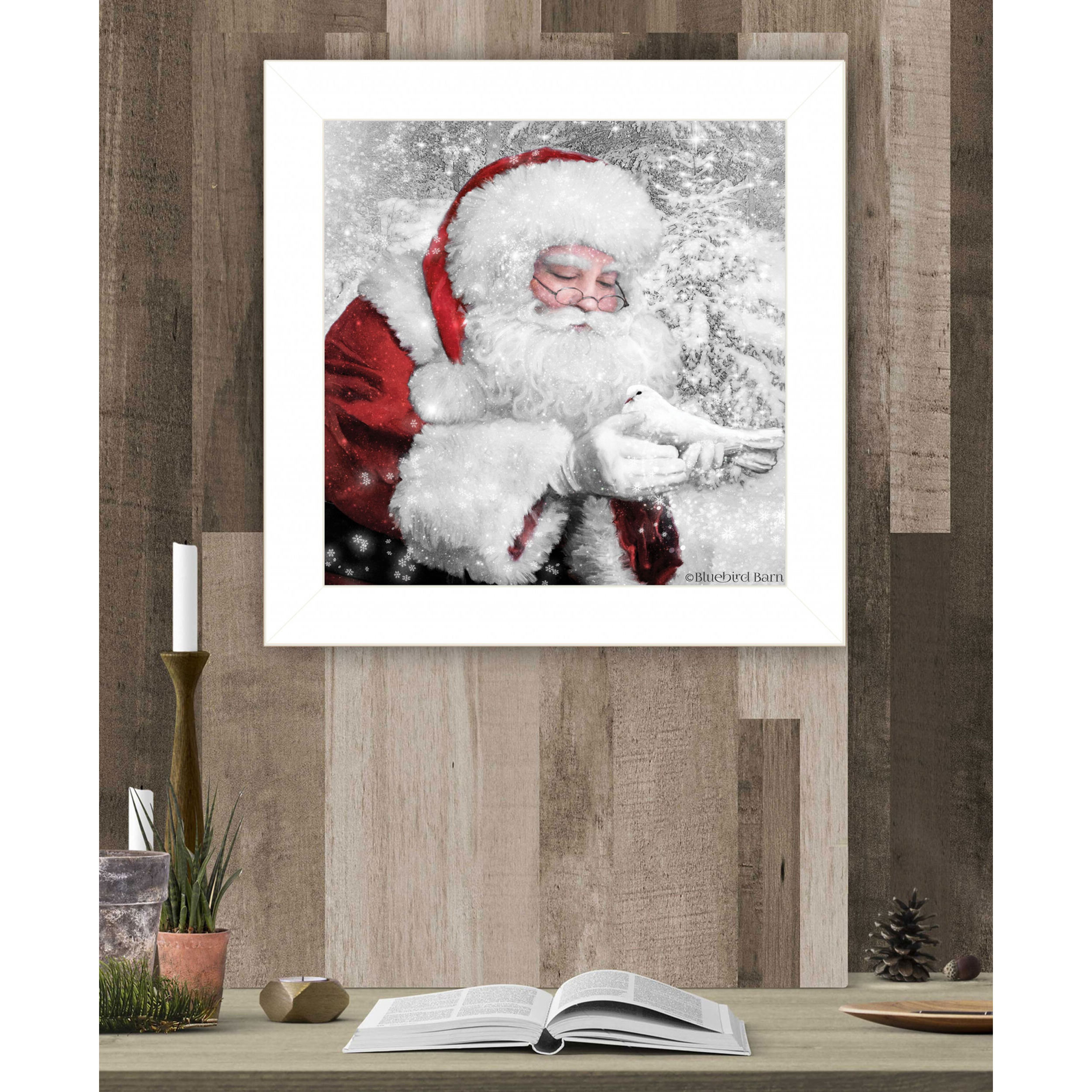 Santas Little Friends 2 White Framed Print Wall Art