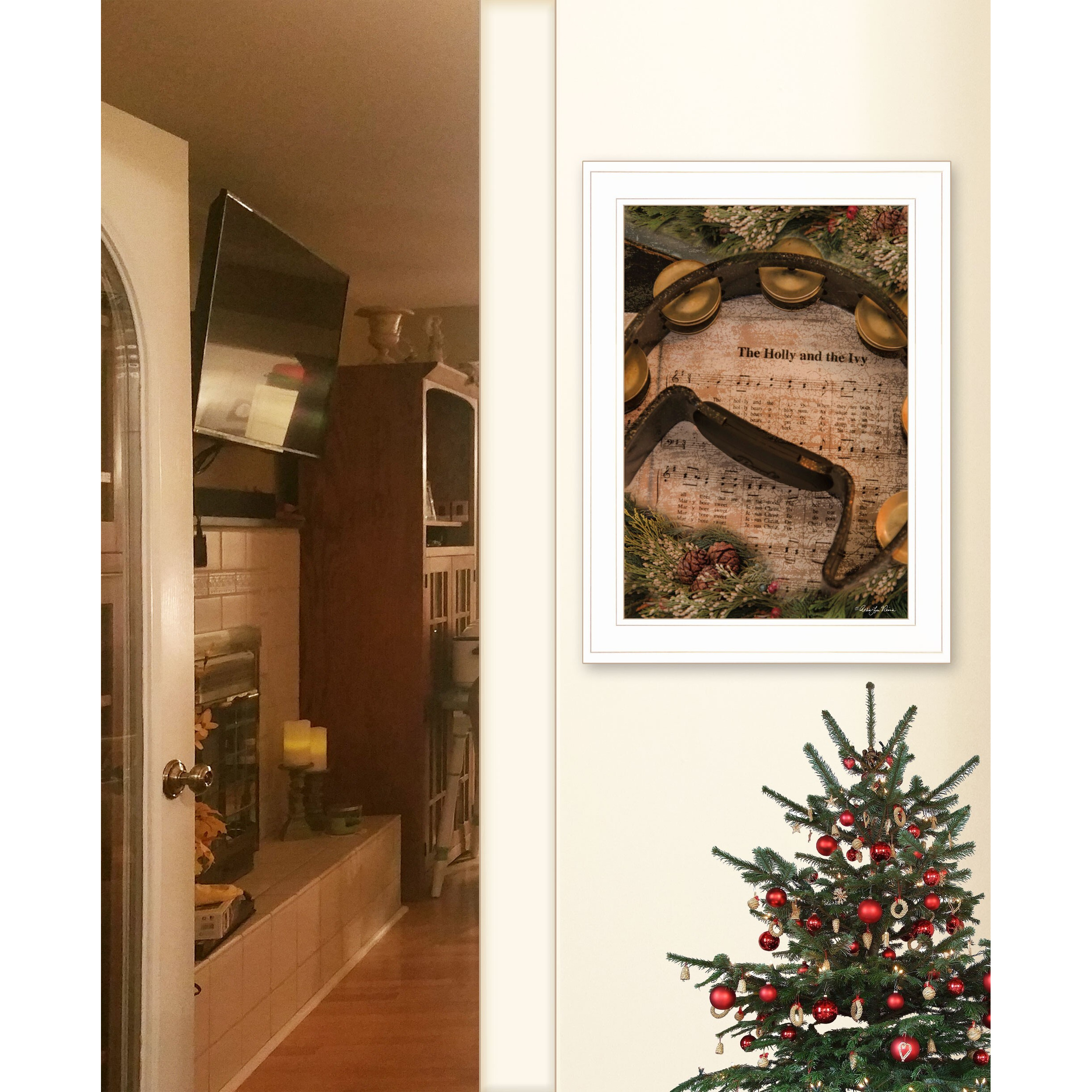 Holly And Ivy Christmas White Framed Print Wall Art