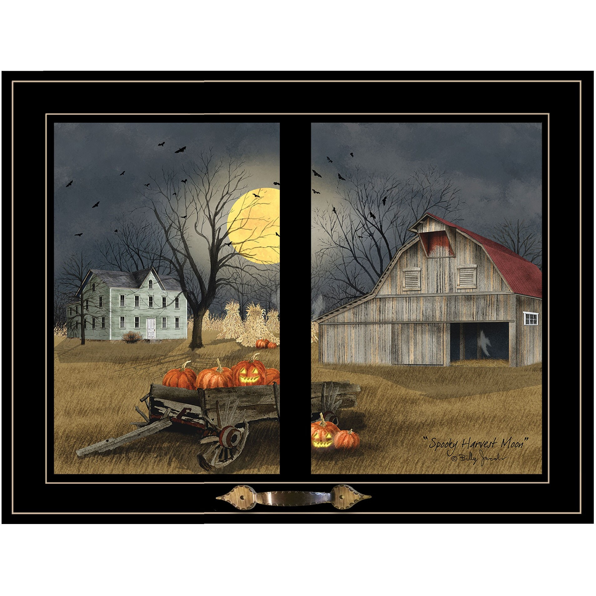 Spooky Harvest Moon 7 Black Framed Print Wall Art