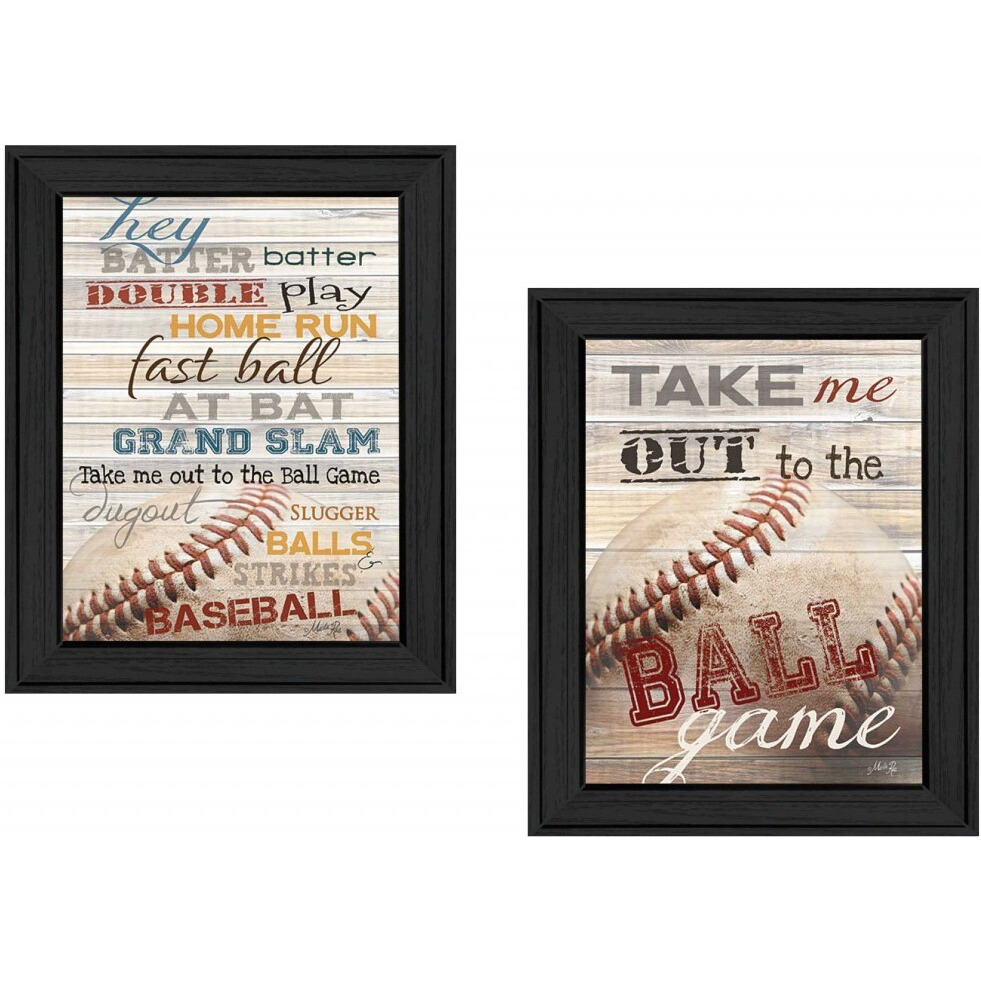 Set Of Two Baseball 1 Black Framed Print Wall Art