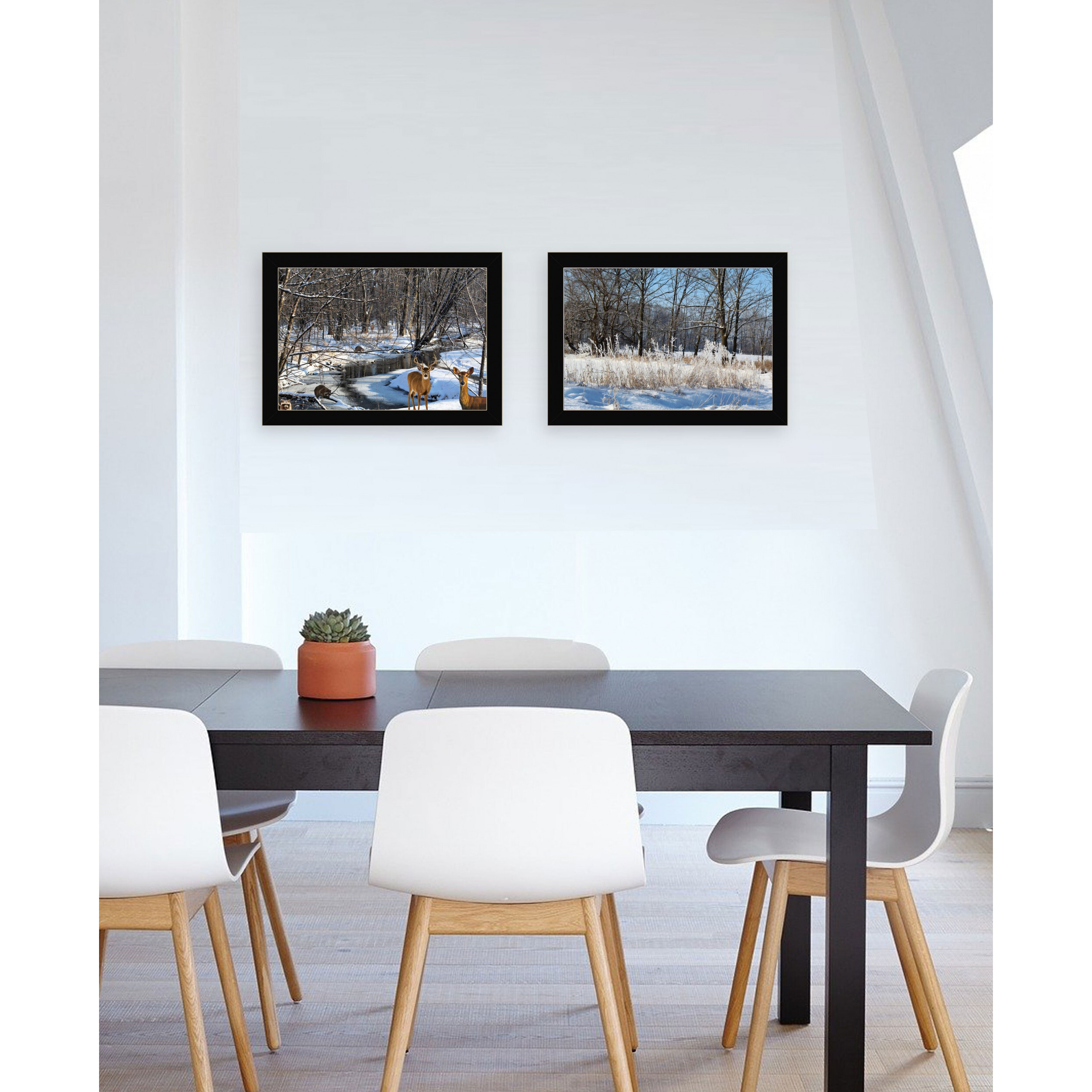 Set Of Two Great Outdoors Nature Or Winter Forest 1 Black Framed Print Wall Art
