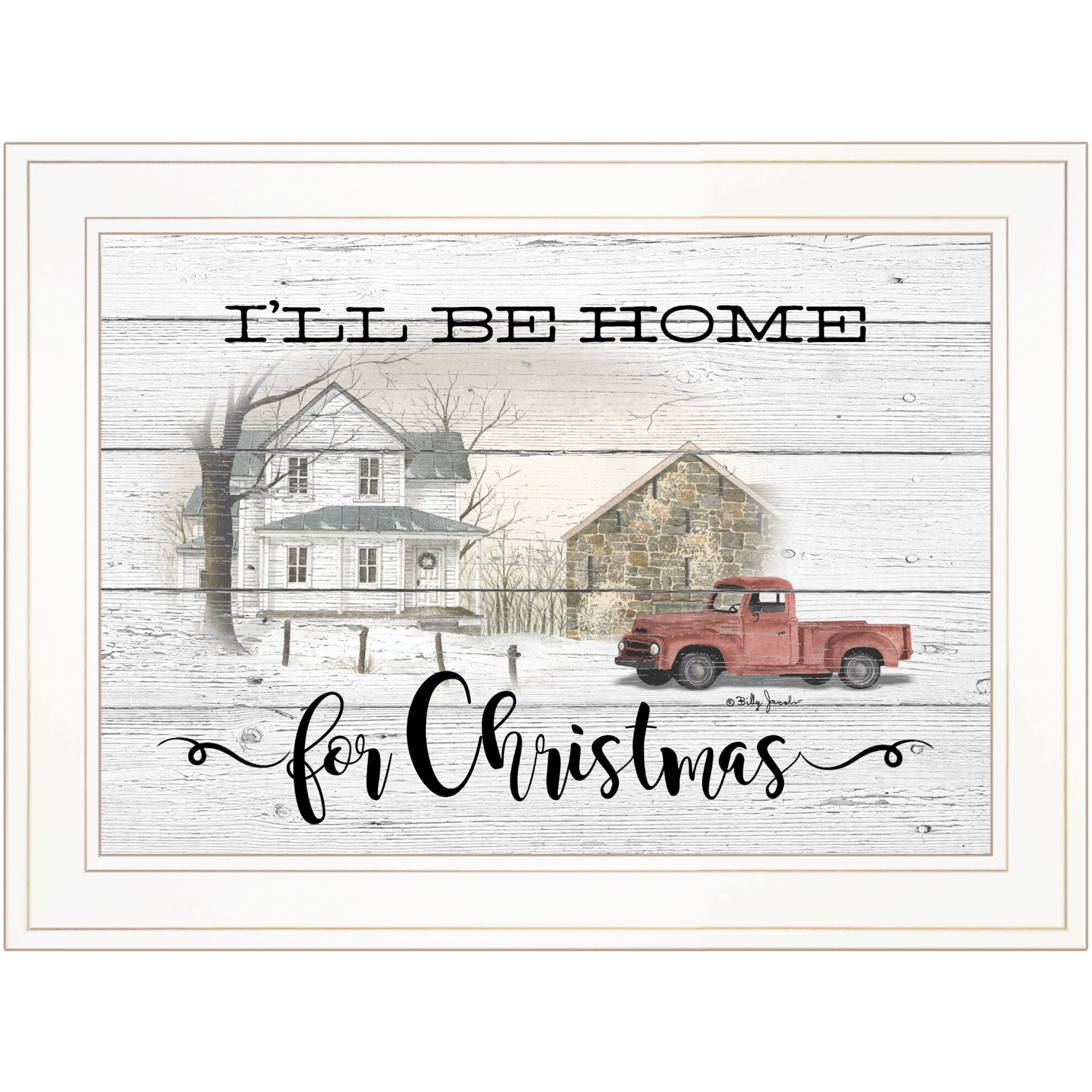 Ill Be Home For Christmas 2 White Framed Print Wall Art