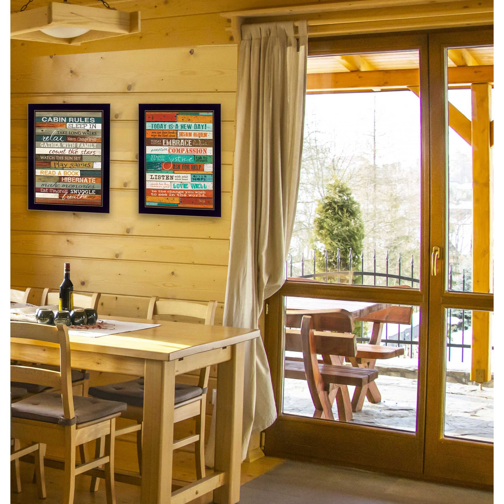 Set Of Two Wood Plank Black Framed Print Wall Art