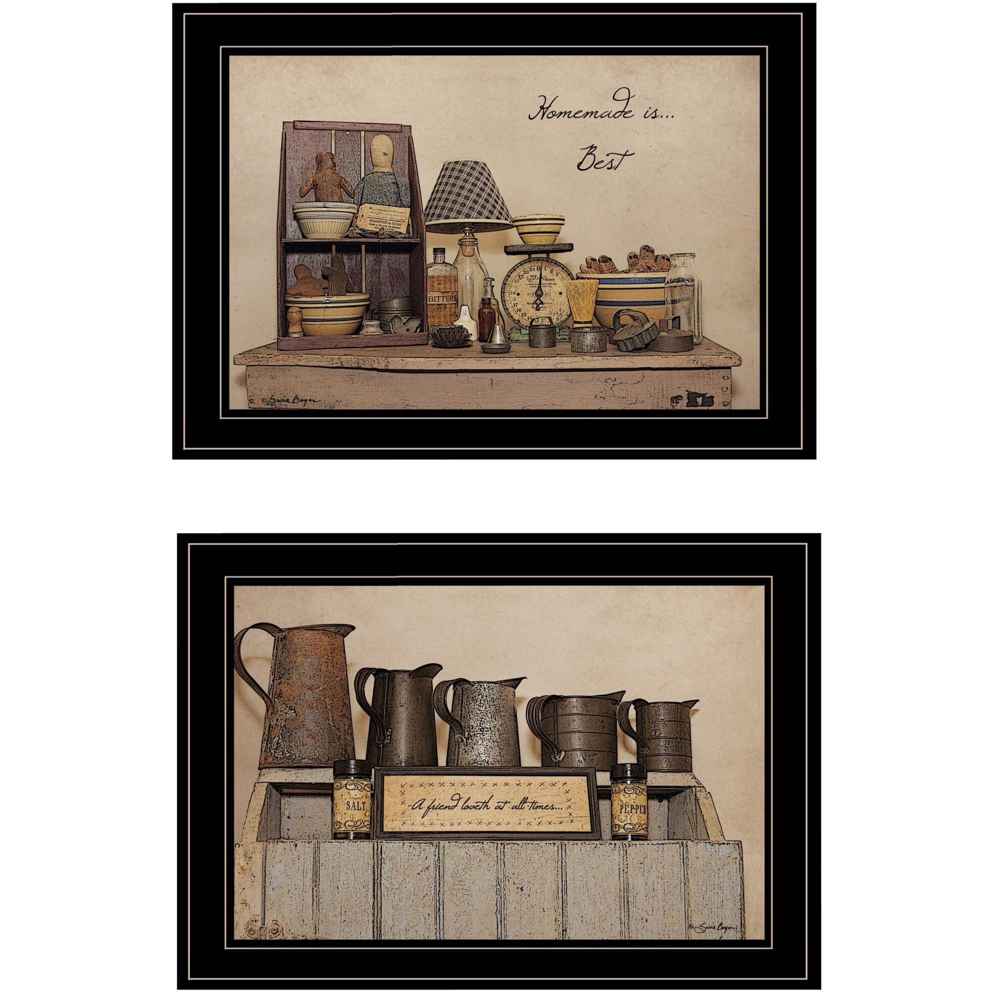 Set Of Two Homemade Is Best 2 Black Framed Print Kitchen Wall Art