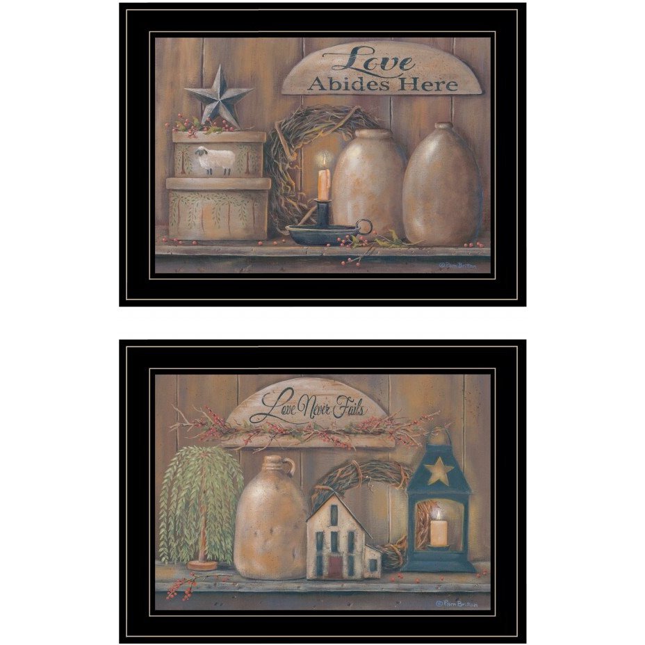 Set Of Two Americana Country Love Sentiment Black Framed Print Wall Art