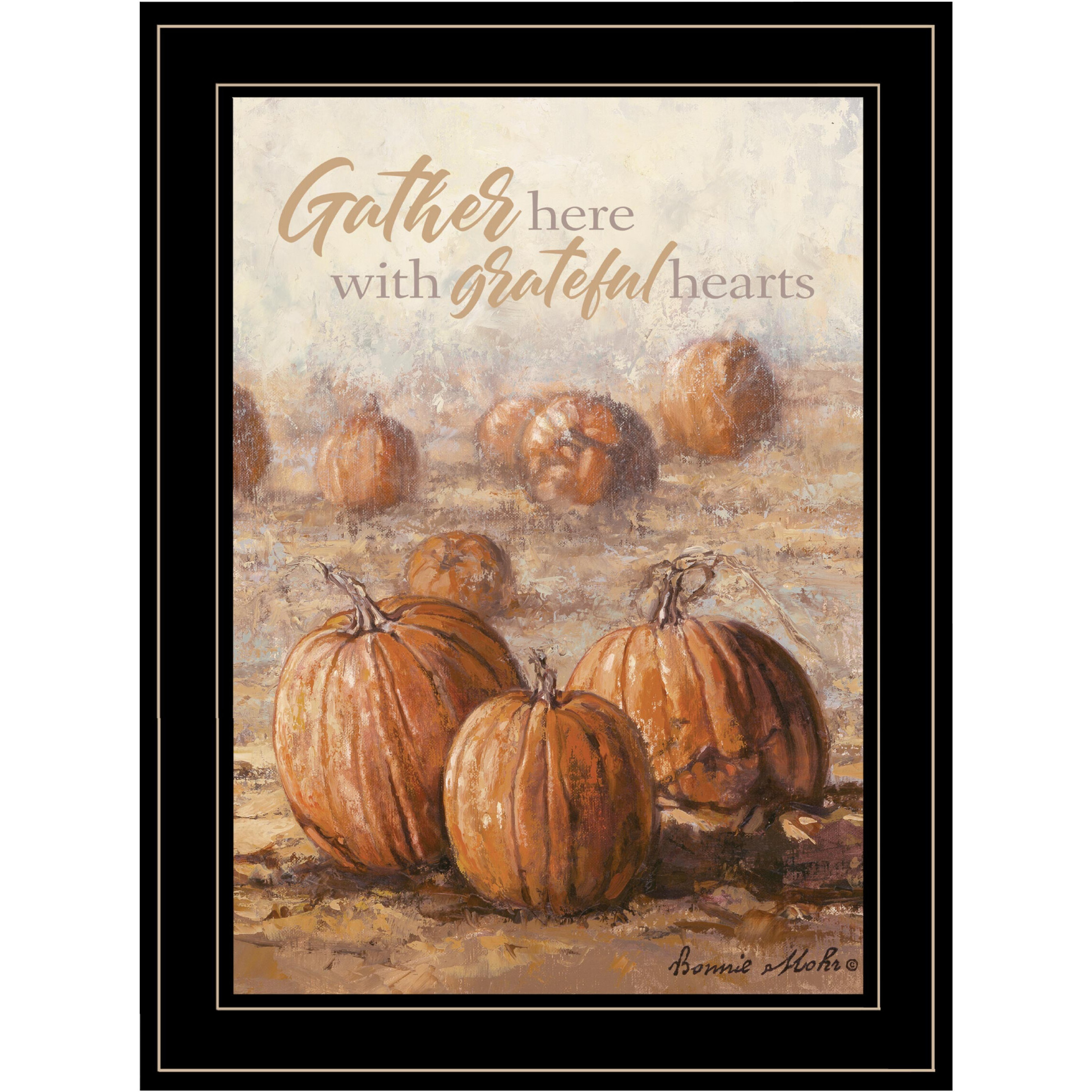 Gather Here With Grateful Hearts 2 Black Framed Print Wall Art