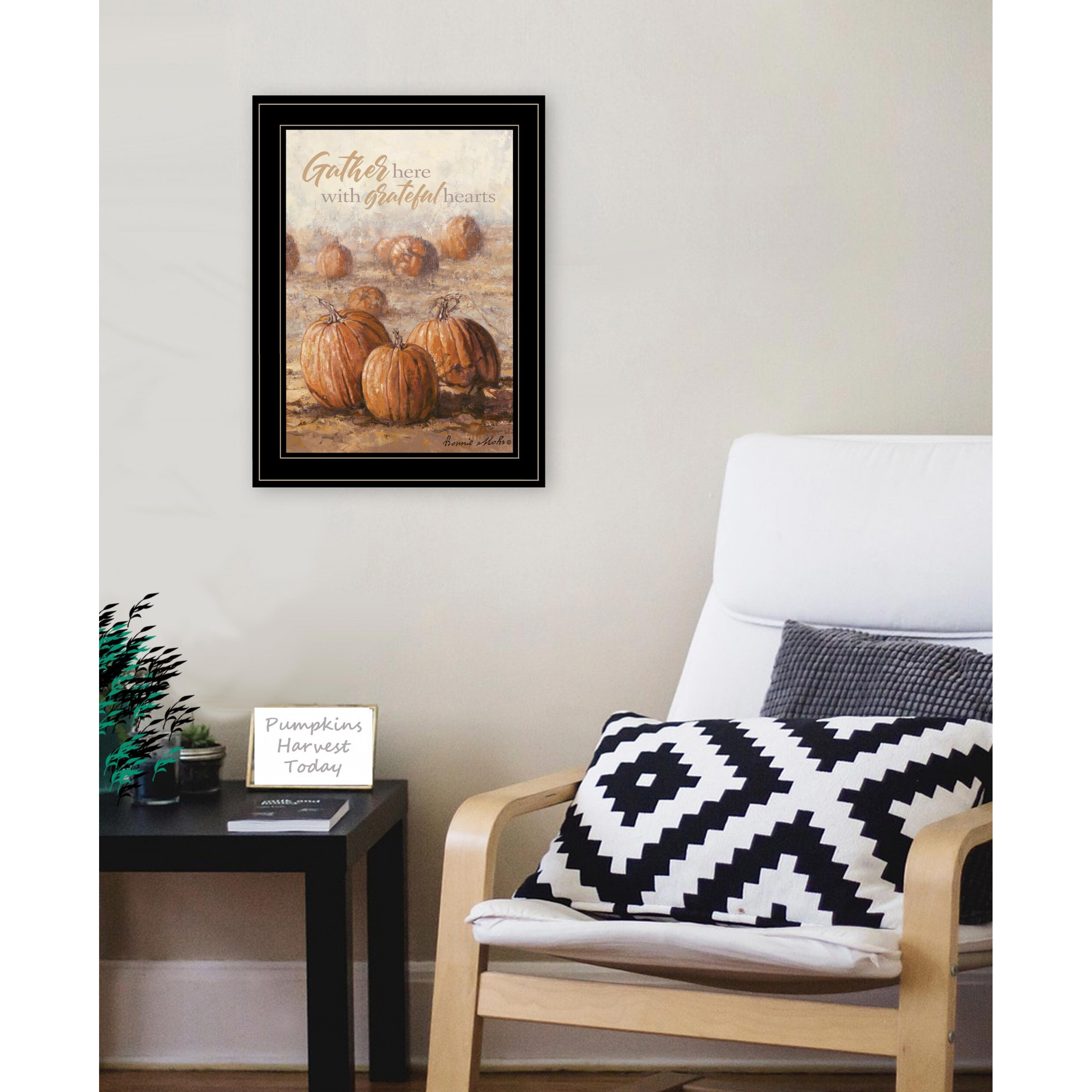 Gather Here With Grateful Hearts 2 Black Framed Print Wall Art