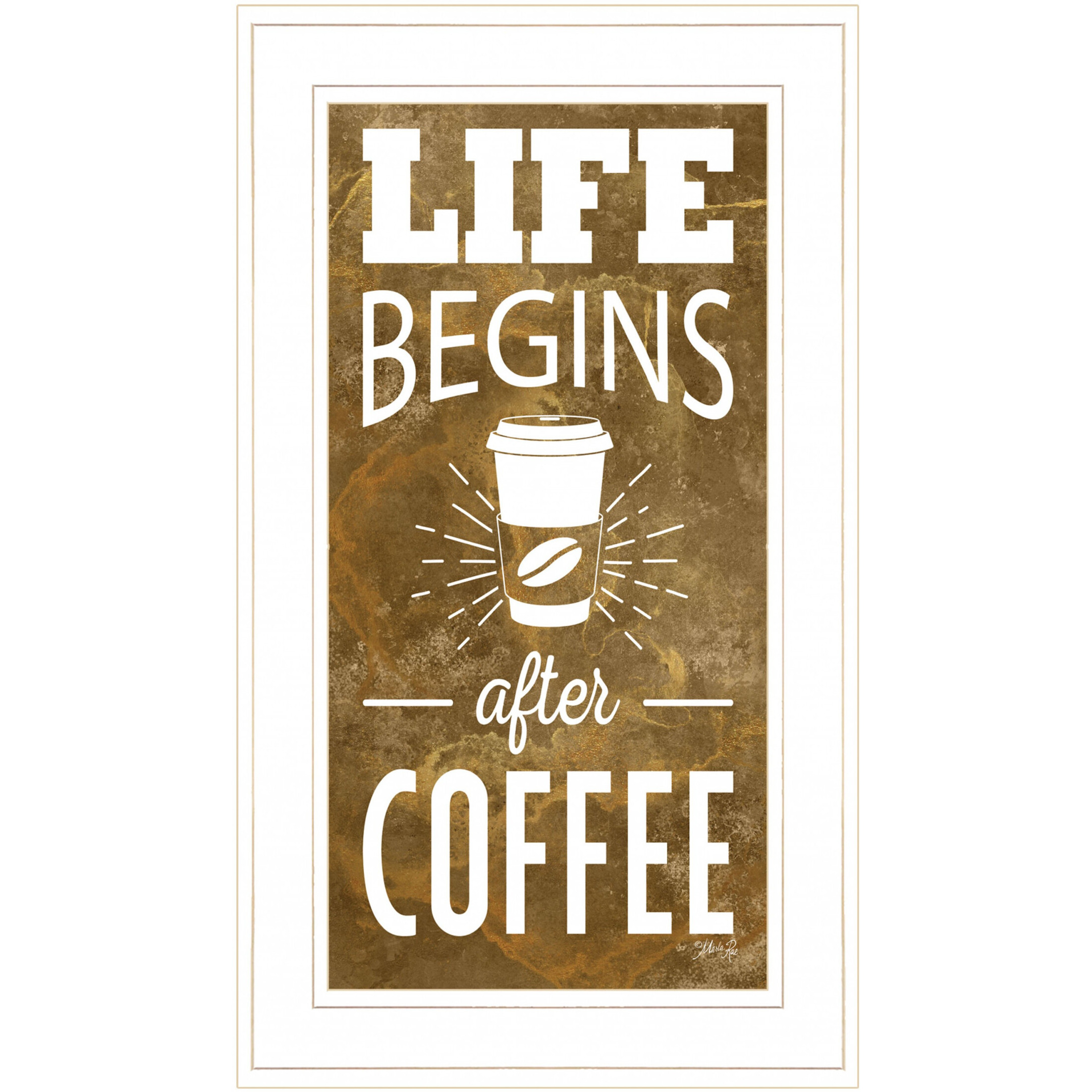Life Begins After Coffee 2 White Framed Print Wall Art